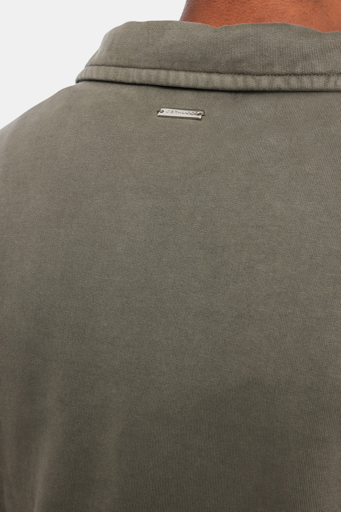 Long Sleeve Collared Sweatshirt - Washed Green - Image 3