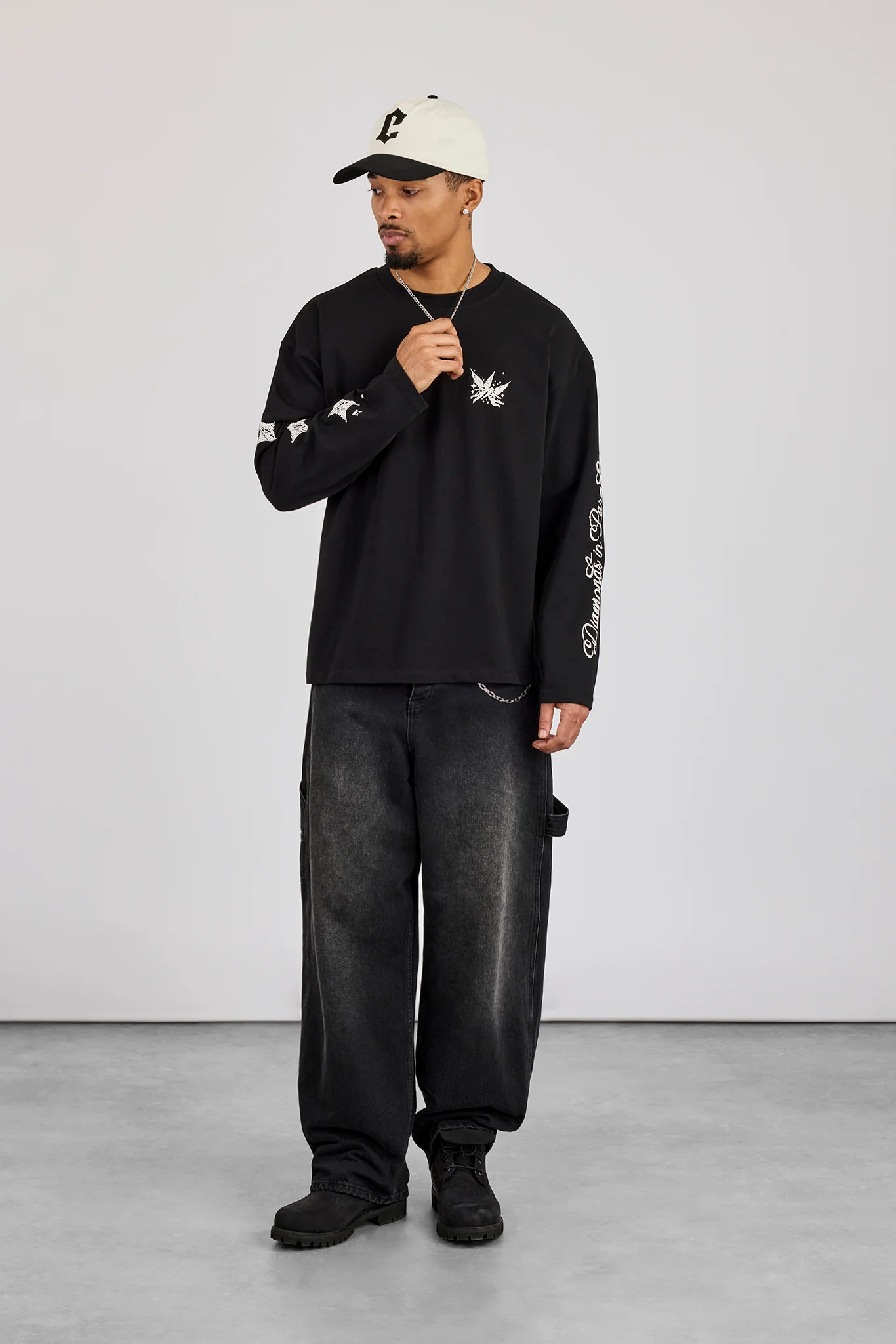 Long Sleeve Diamonds In Paradise T-Shirt - Black - Image 4