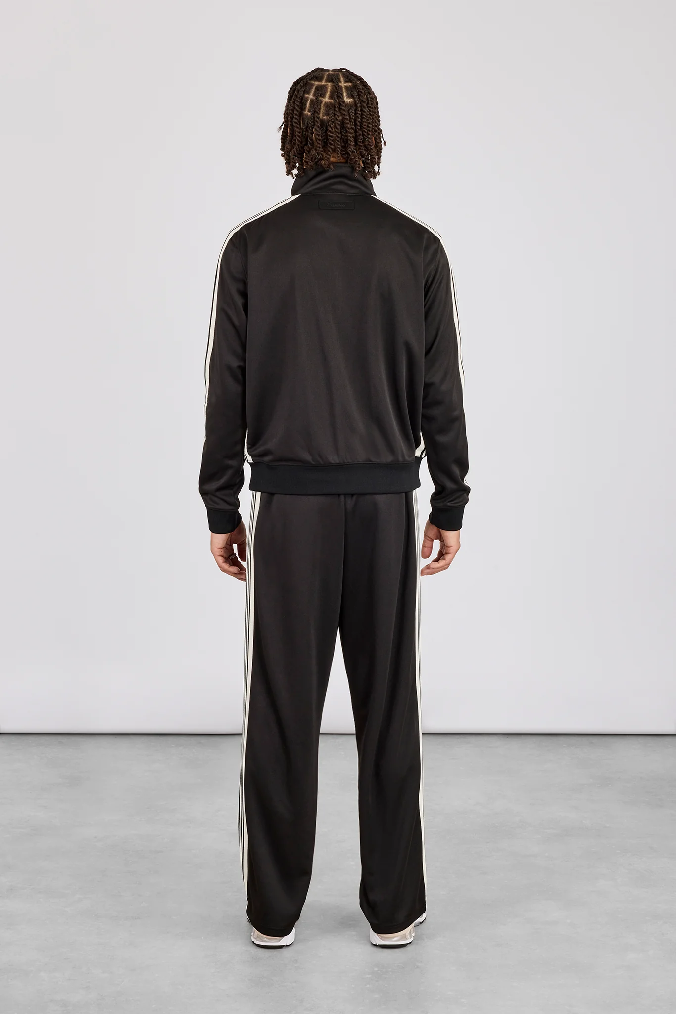 Men's Regular Poly Smooth Taping Track Top & Track Pant - Black - Image 3