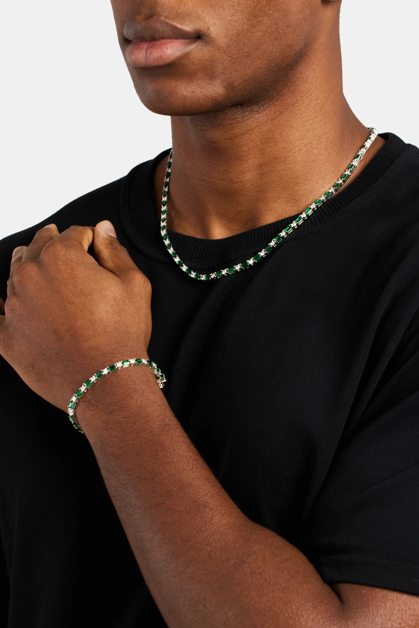 Tennis Bracelet - Green & White - Image 3