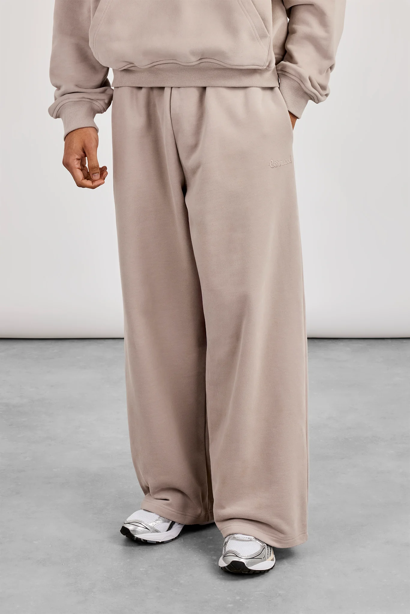 Mens Boxy Hoodie & Baggy Fit Jogger - Stone - Image 5