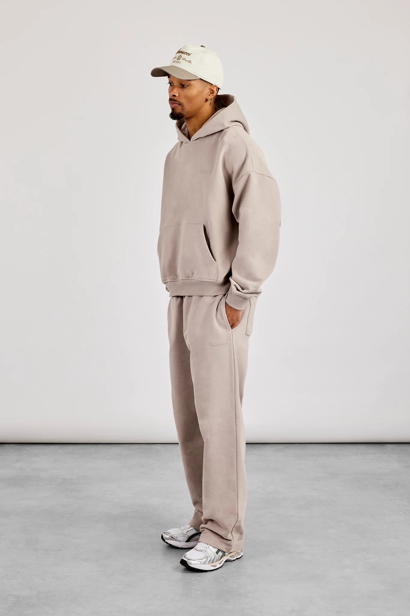 Mens Boxy Hoodie & Relaxed Jogger - Stone - Image 2