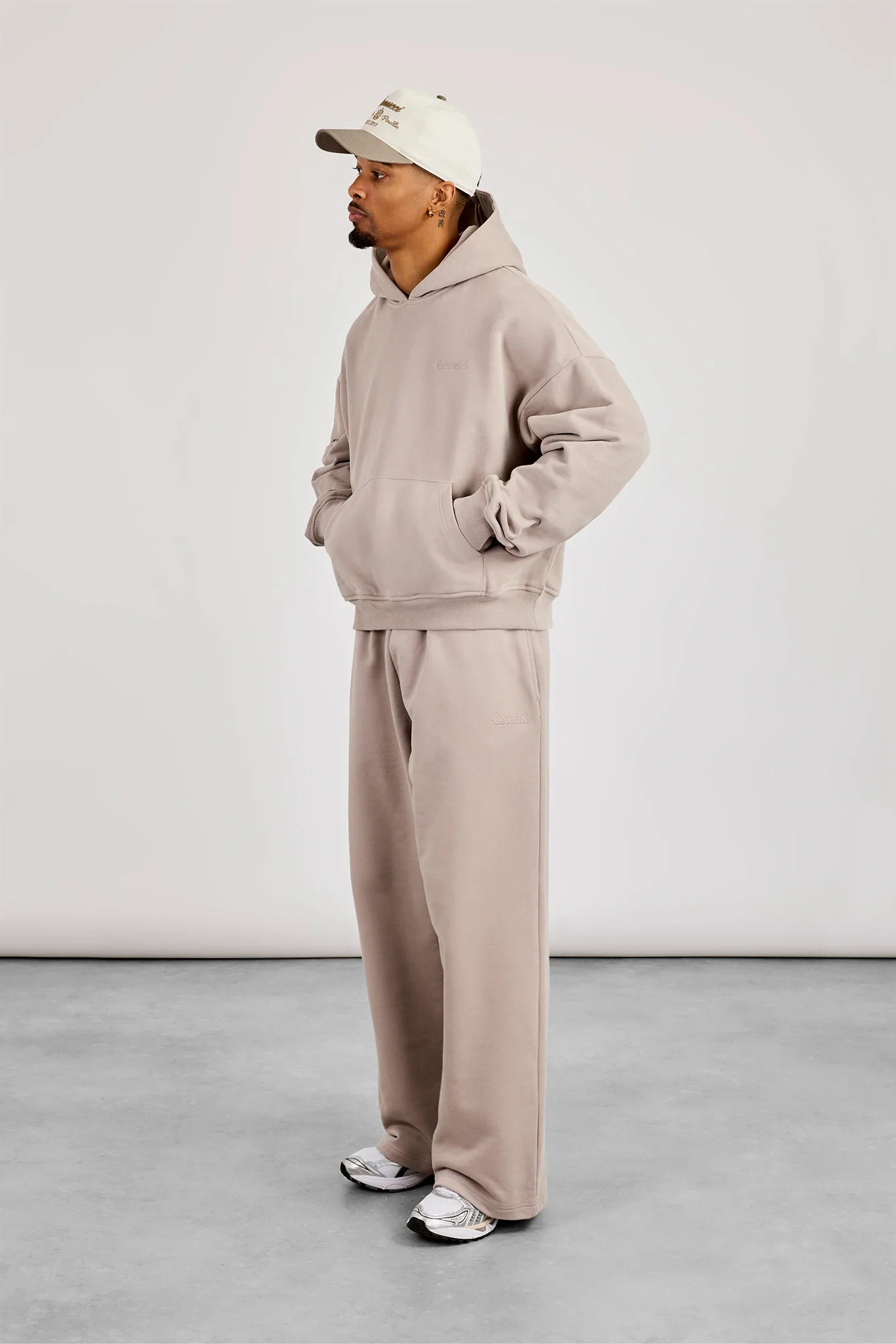 Mens Boxy Hoodie & Relaxed Jogger - Stone - Image 4