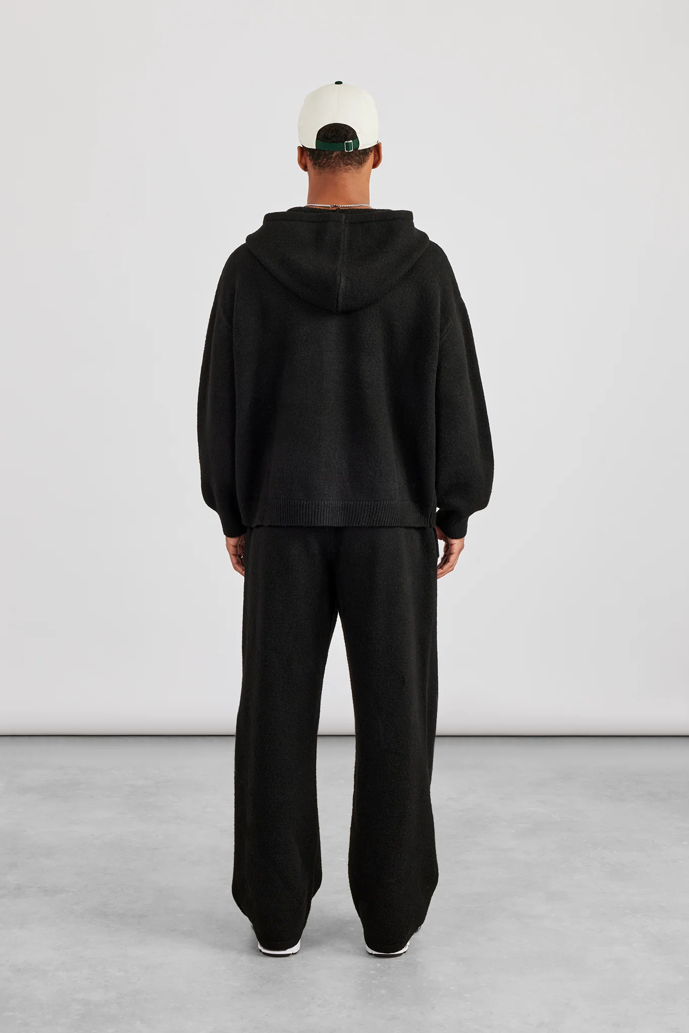 Mens C Knitted Zip Through Hoodie & Jogger - Black - Image 3