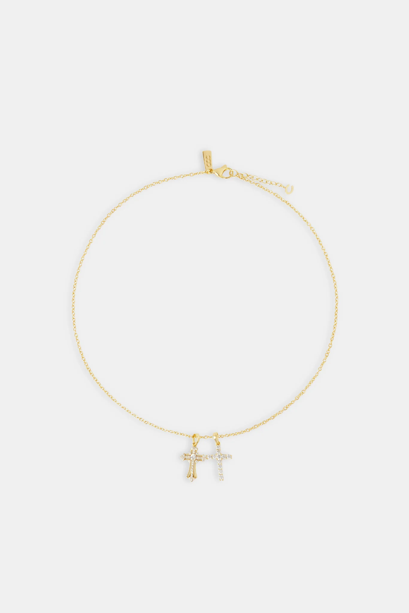 Double Multi Iced Cross Necklace - 20mm - Image 2
