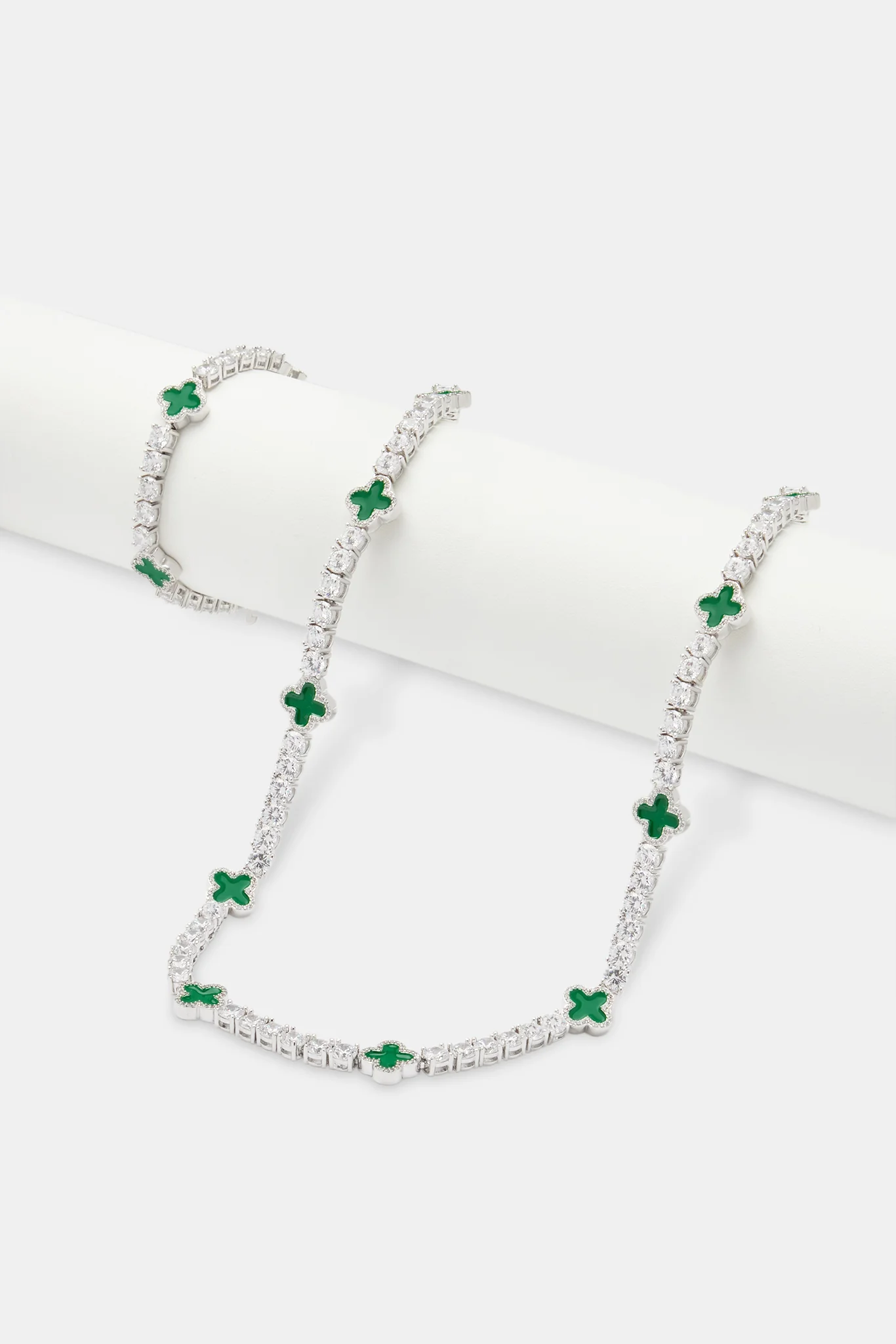 Mens Green Motif Tennis Chain + Bracelet - 5mm - Image 2