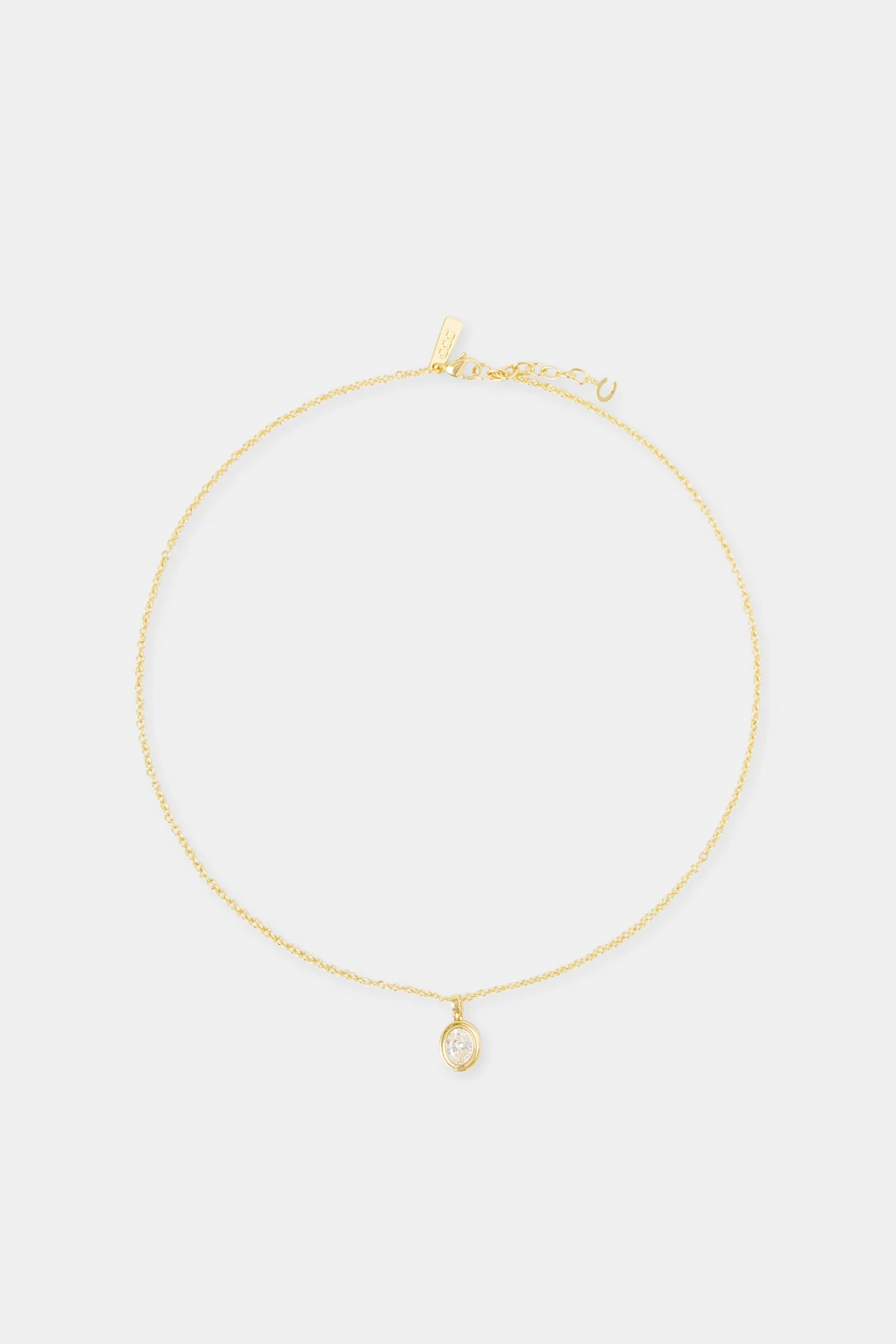 Oval Cz Pendant Necklace - 12mm - Gold - Image 4