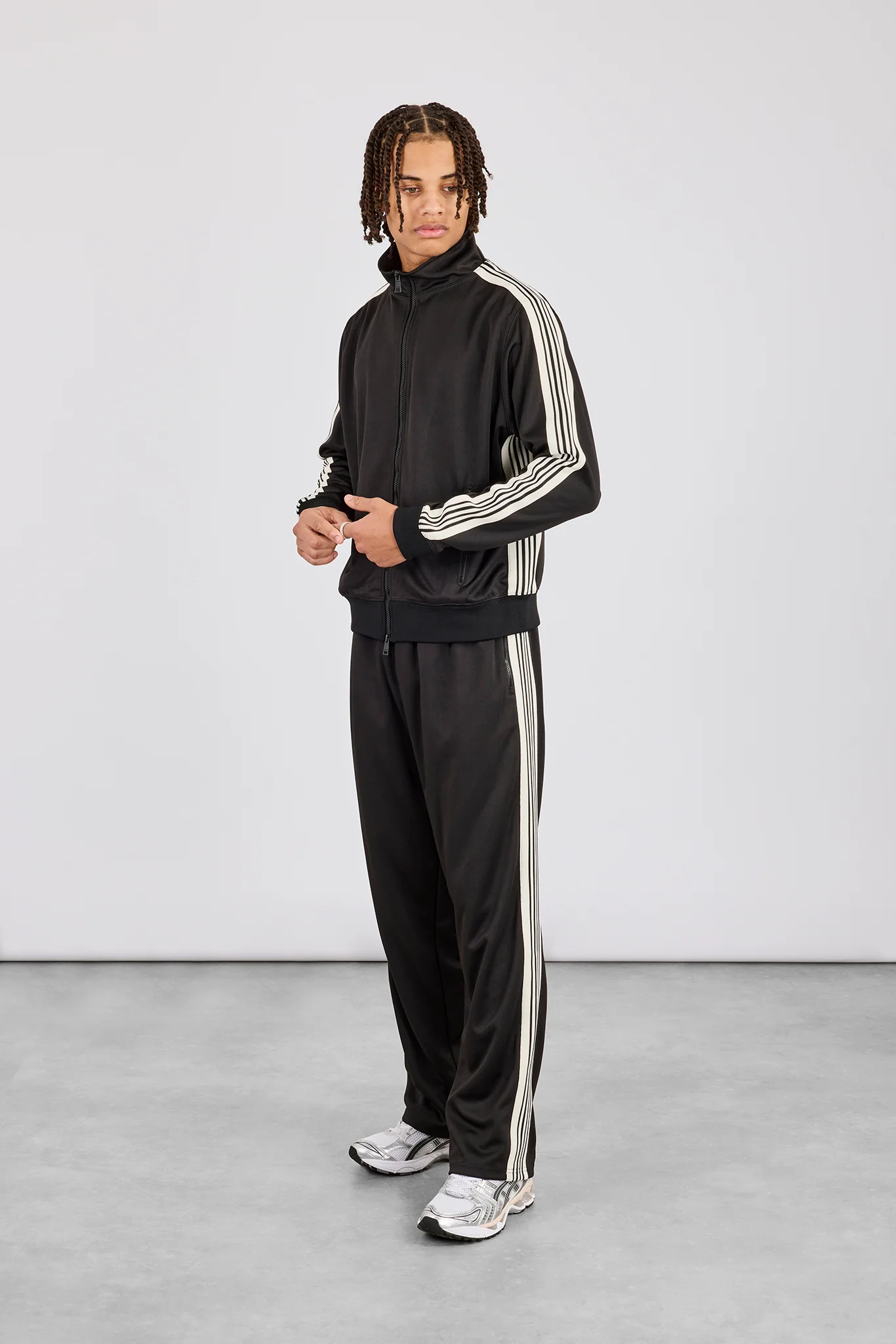 Mens Regular Poly Smooth Taping Track Top - Black - Image 4