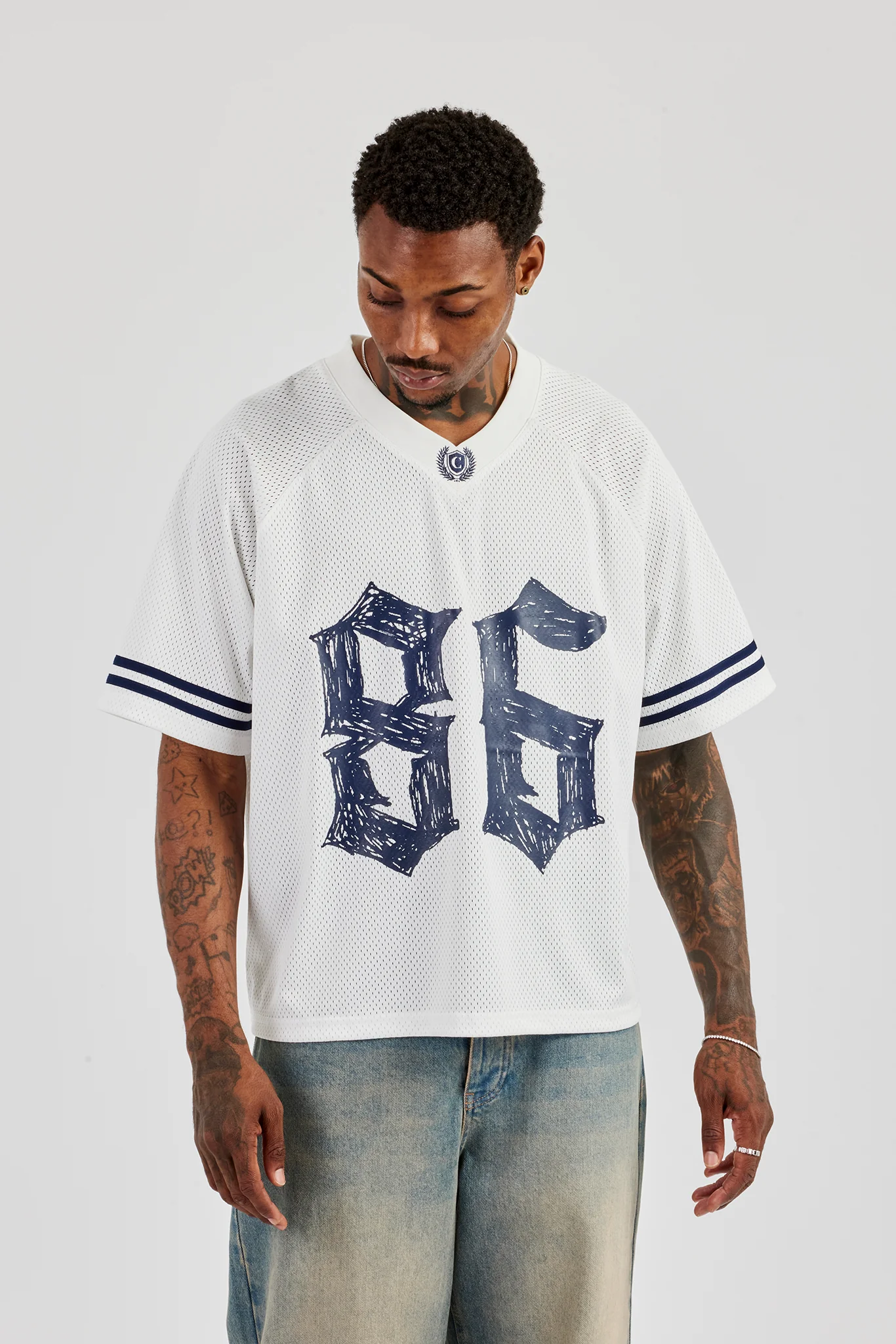 Mesh 86 Sports Stripe Jersey - White