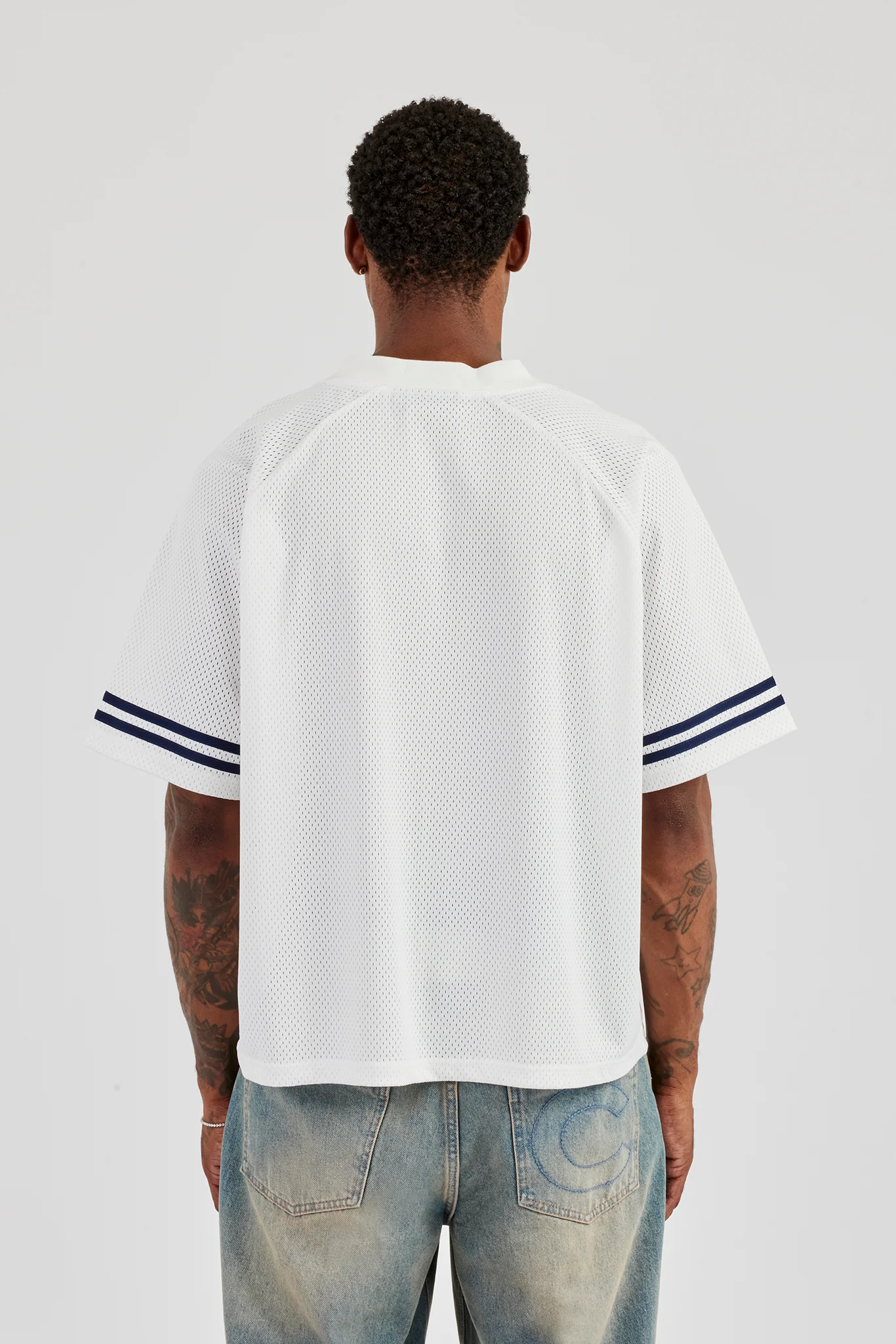 Mesh 86 Sports Stripe Jersey - White - Image 3