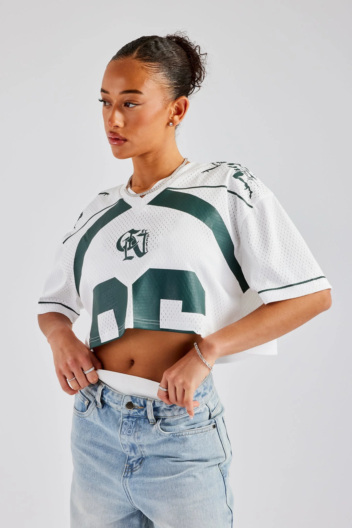 Mesh Cropped 86 Top - White - Image 5