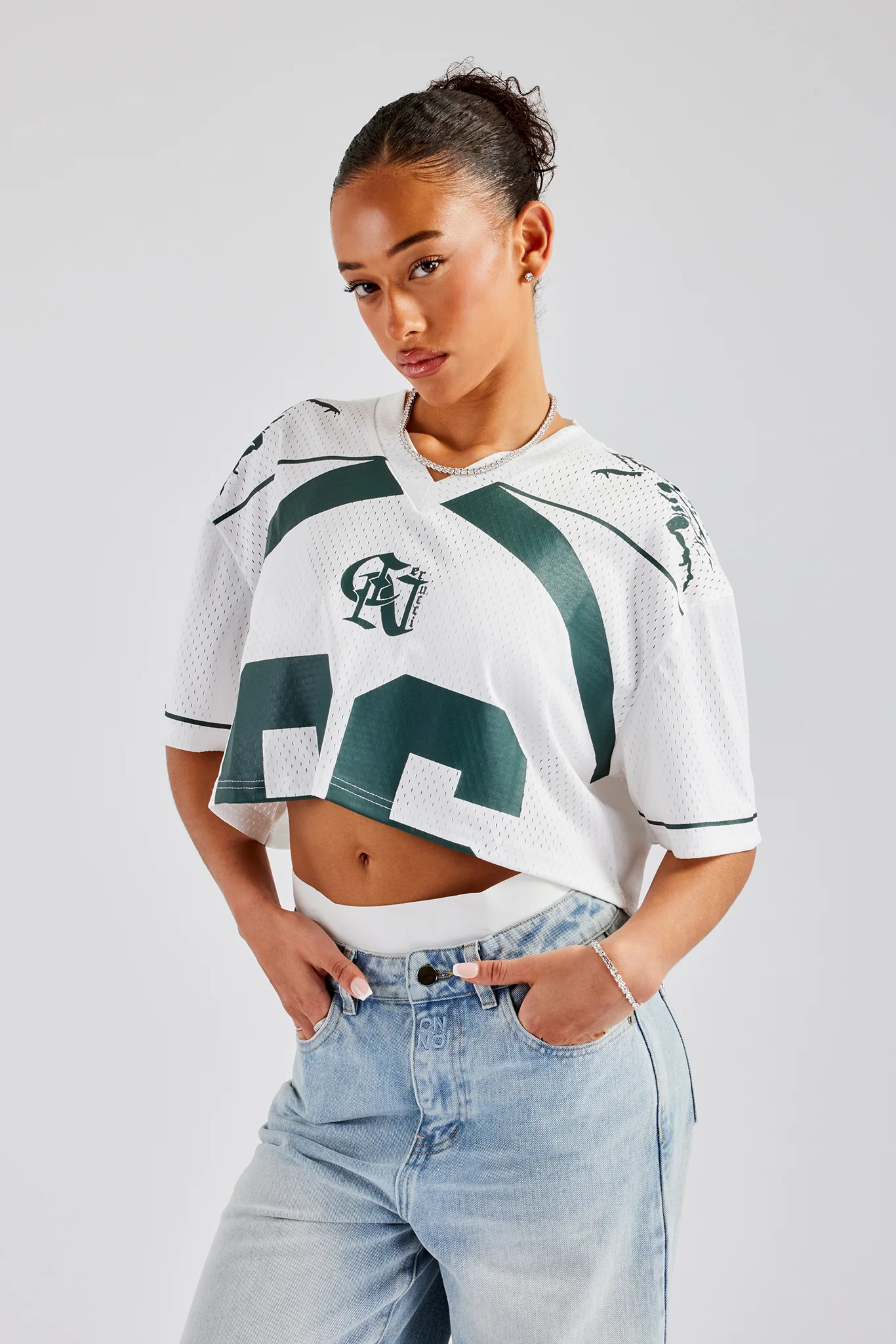 Mesh Cropped 86 Top - White - Image 6