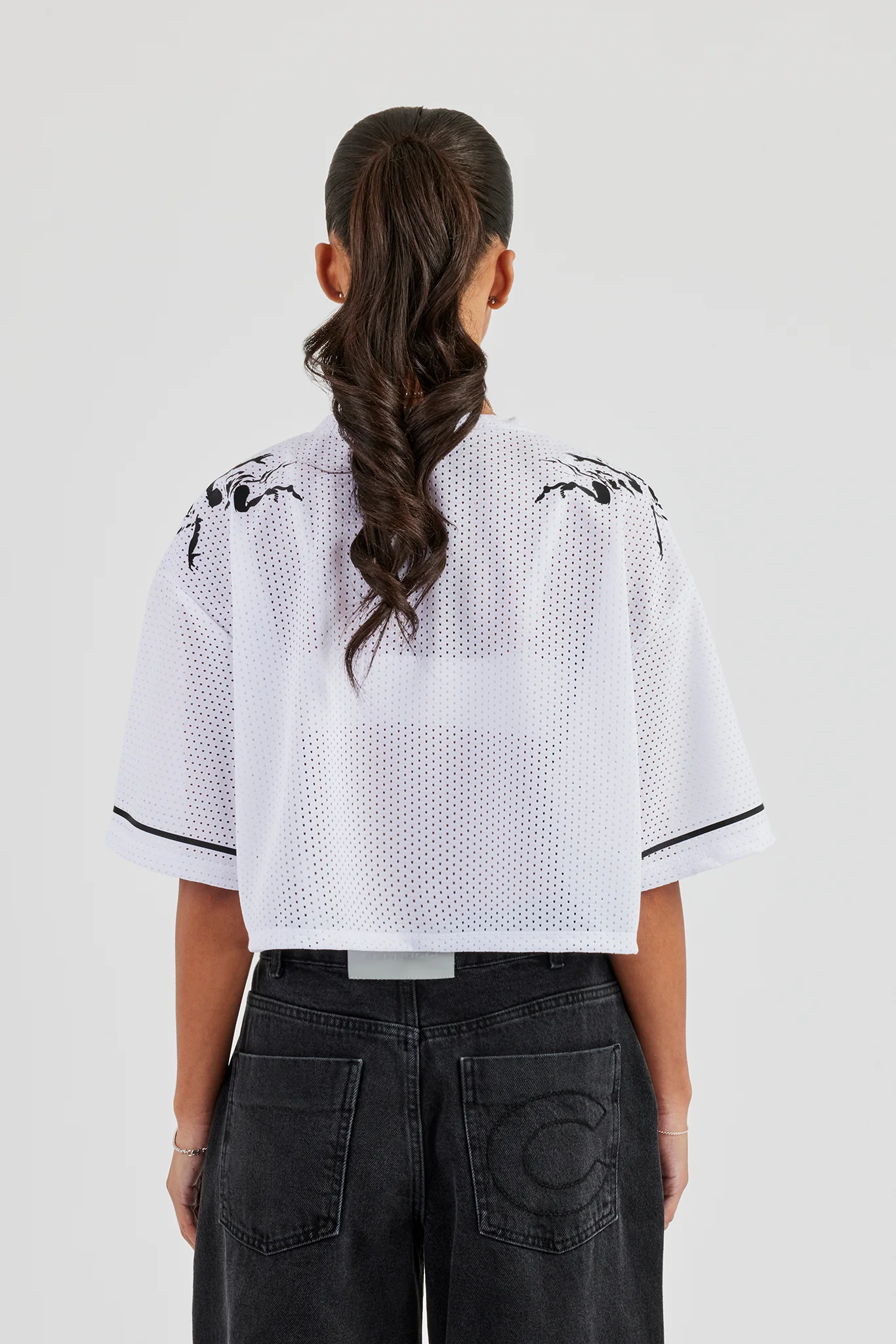Mesh Cropped Black 86 Top - White - Image 4