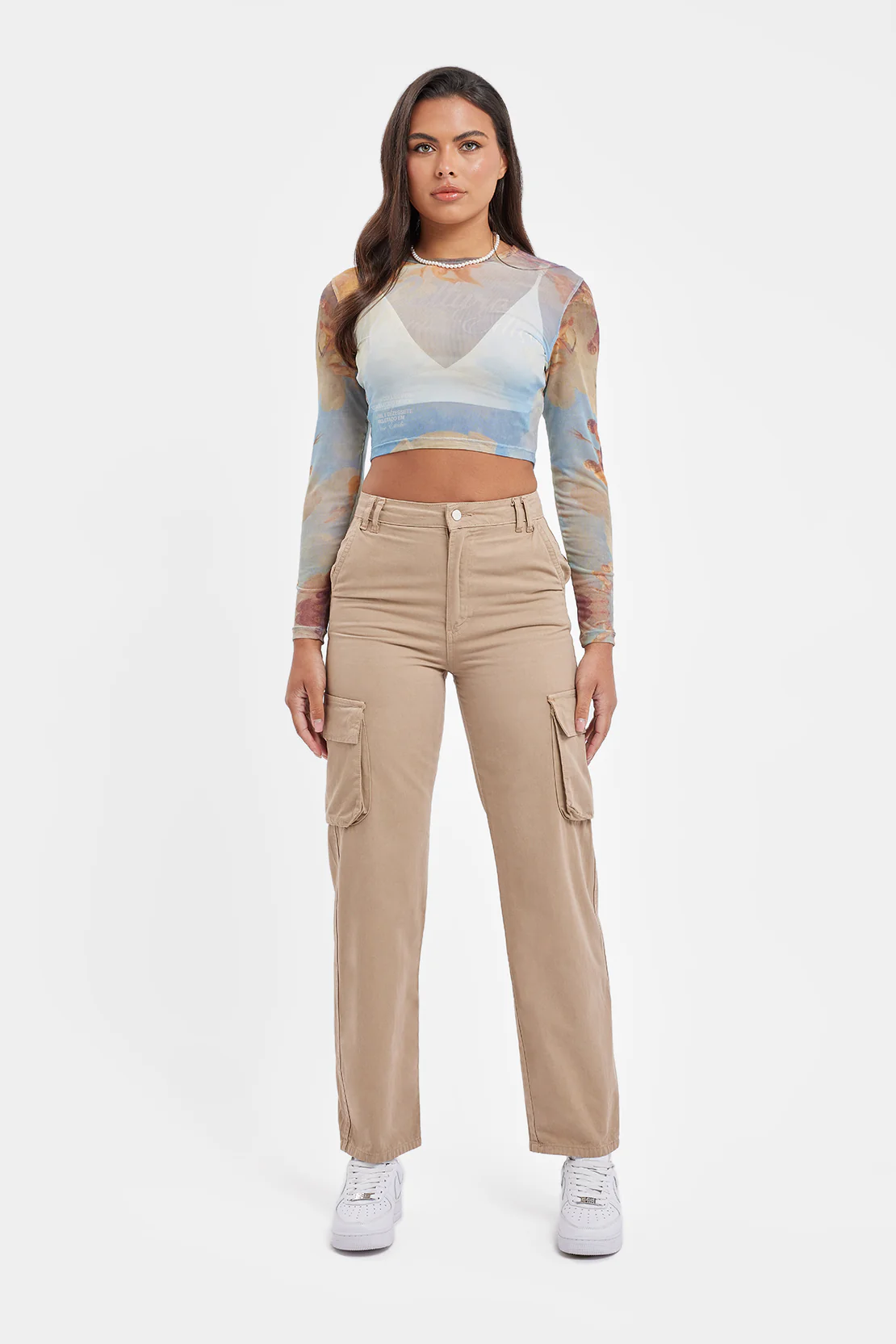 Mesh Printed Long Sleeve Top - Multi - Image 3