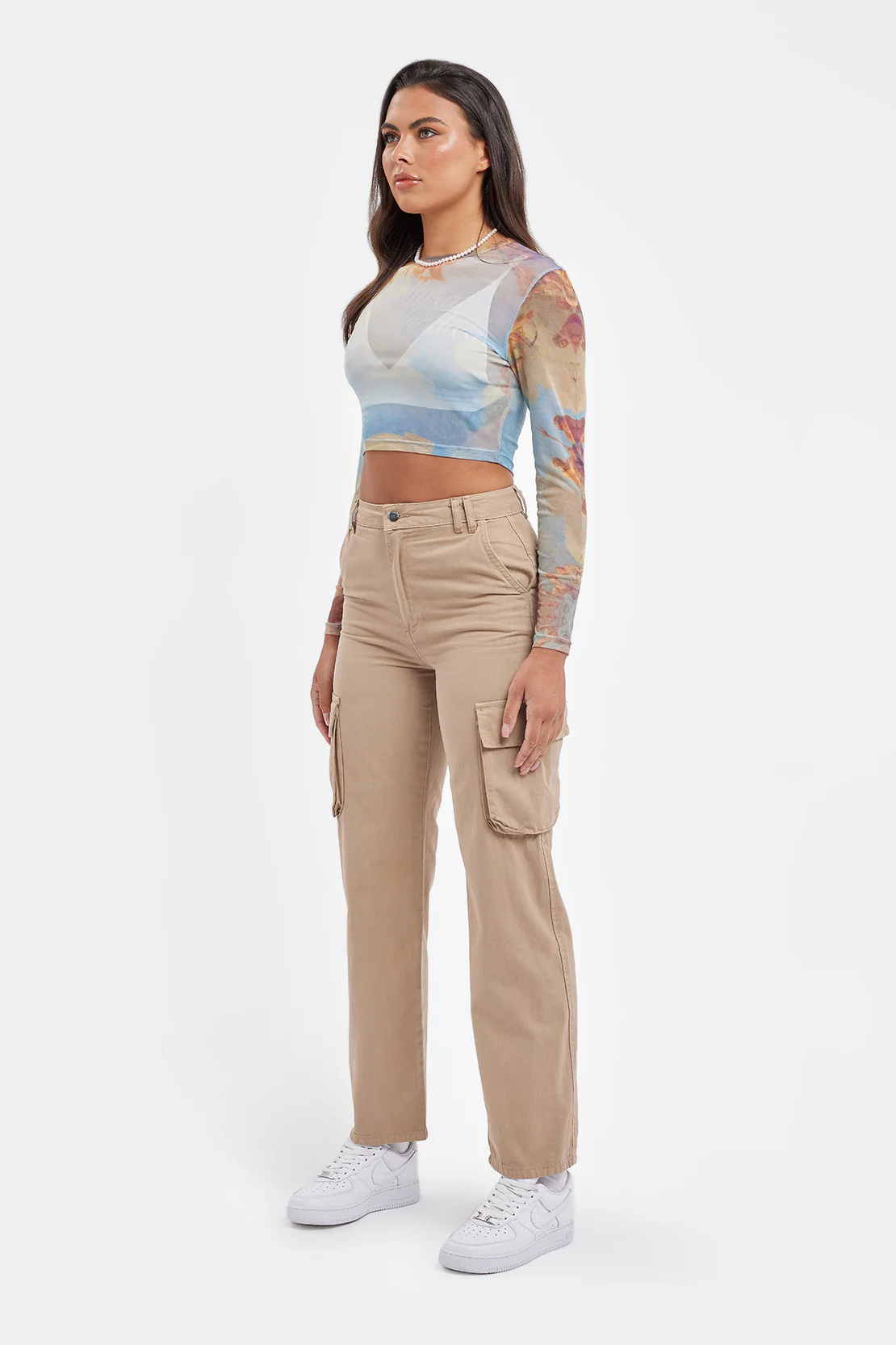 Mesh Printed Long Sleeve Top - Multi - Image 4