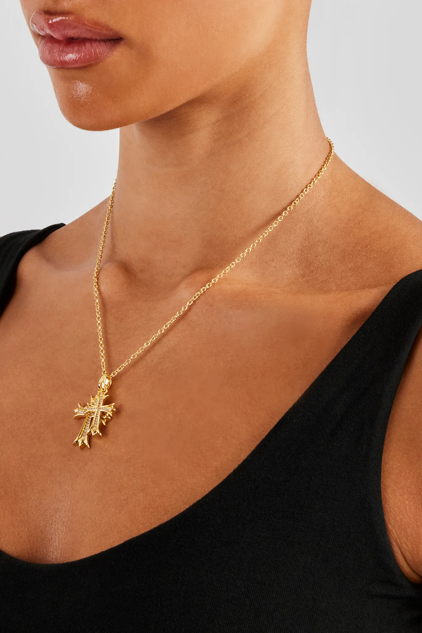 Micro Double Cross Necklace - 24mm - Image 3