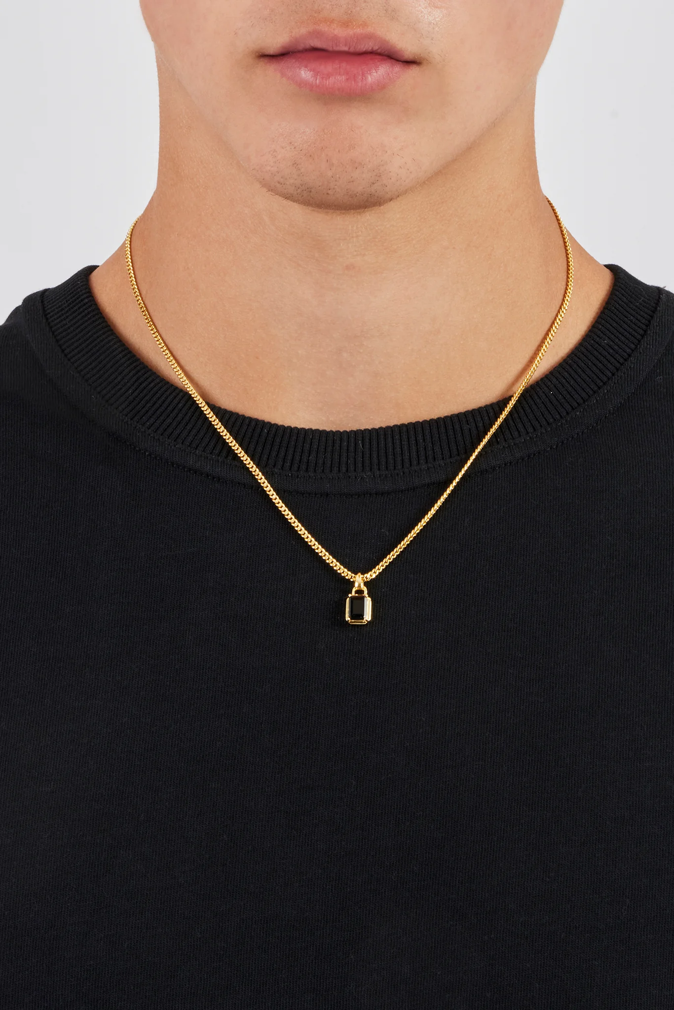 Micro Iced Black Gemstone Necklace - 10mm - Gold