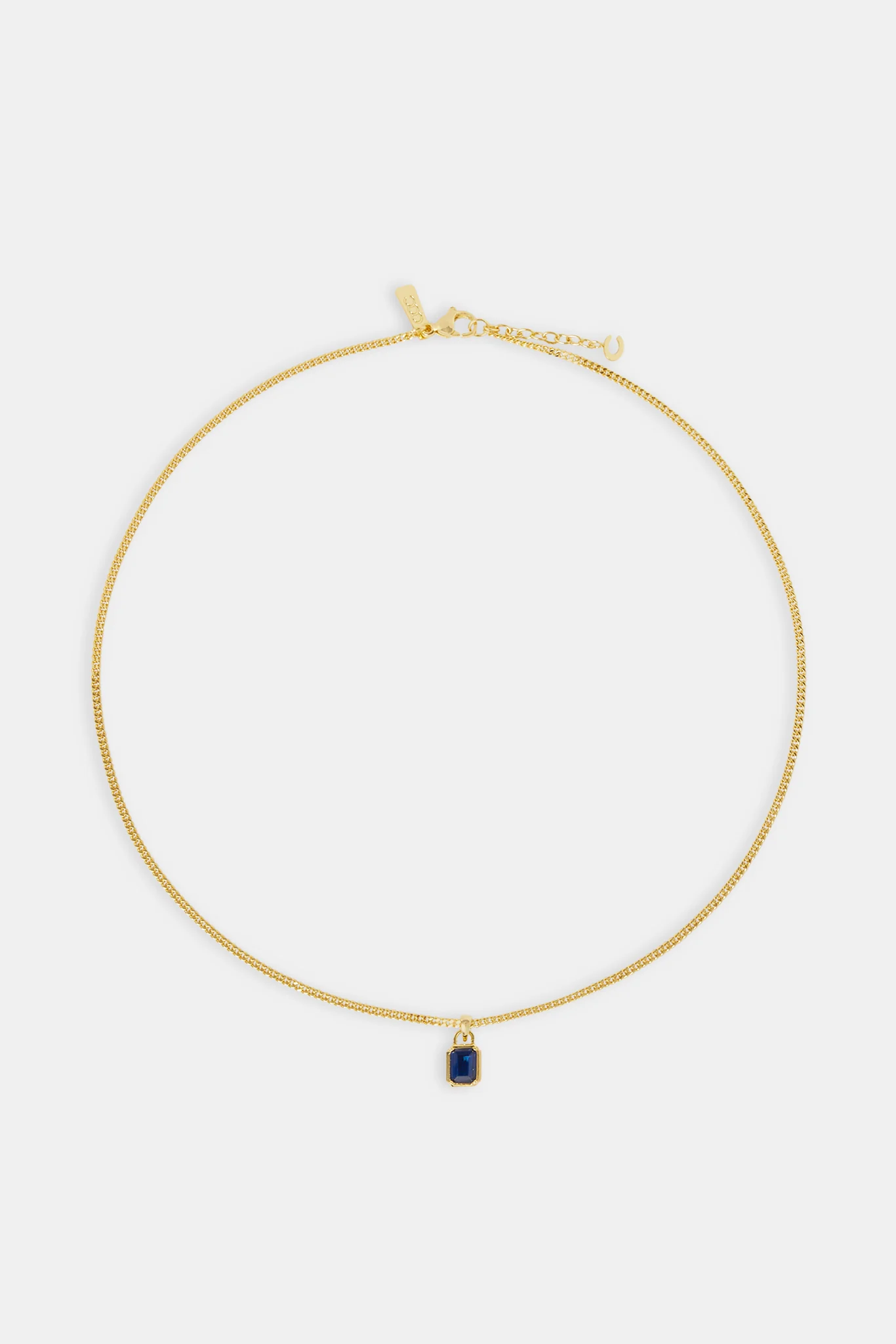 Micro Iced Blue Gemstone Necklace - 10mm - Gold - Image 4