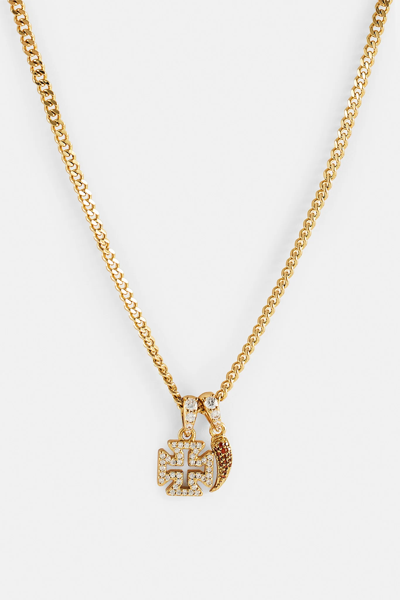 Micro Iced Cross & Chilli Necklace - 10mm - Image 3