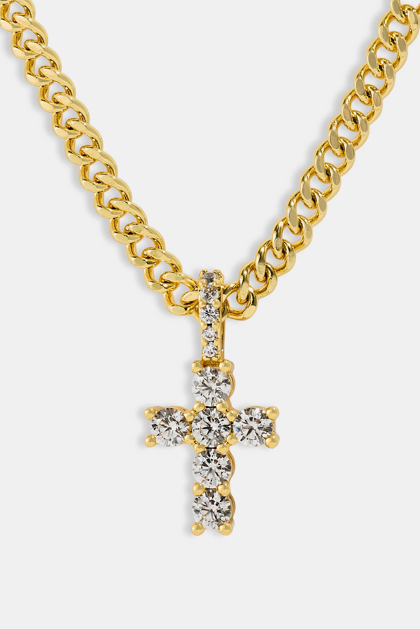 Micro Iced Cross Cuban Necklace - 10mm - Gold - Image 2
