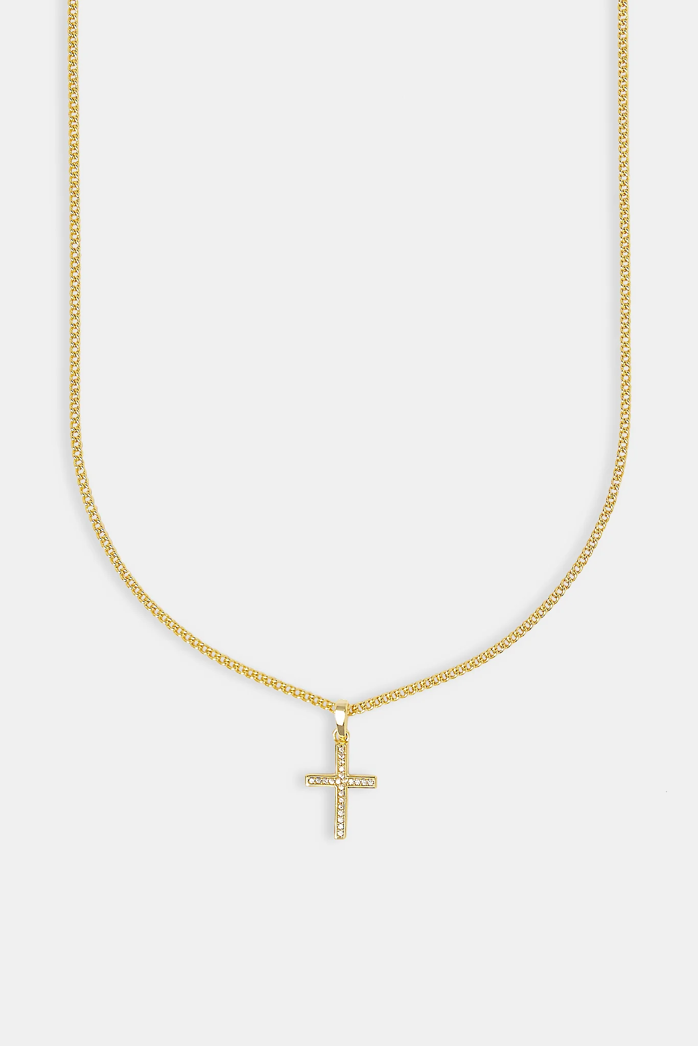 Micro Iced Cross Necklace - 15mm - Gold - Image 2