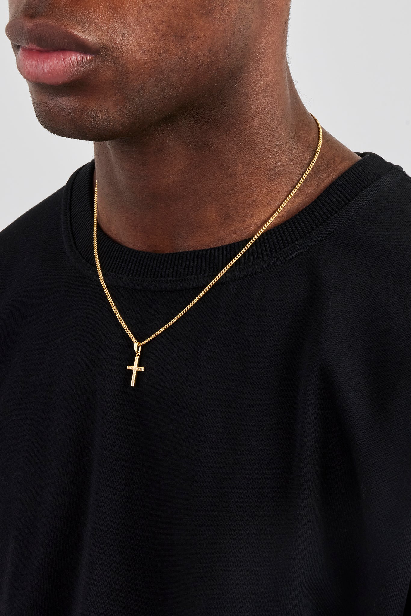 Micro Iced Cross Necklace - 15mm - Gold - Image 3