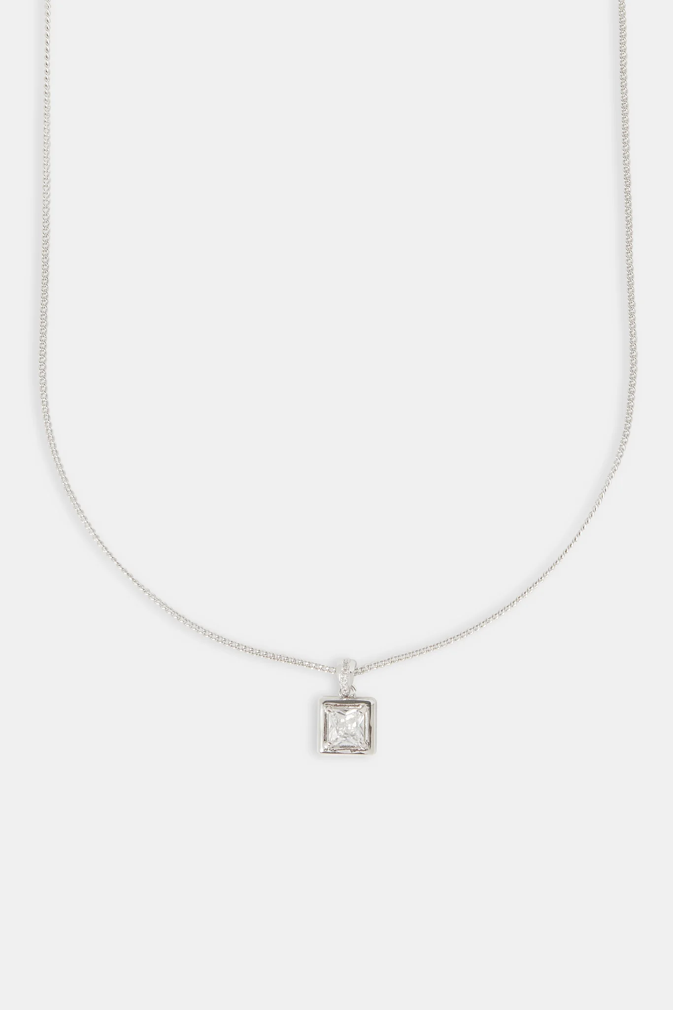 Micro Iced Square Pendant Necklace - 10mm - Image 2