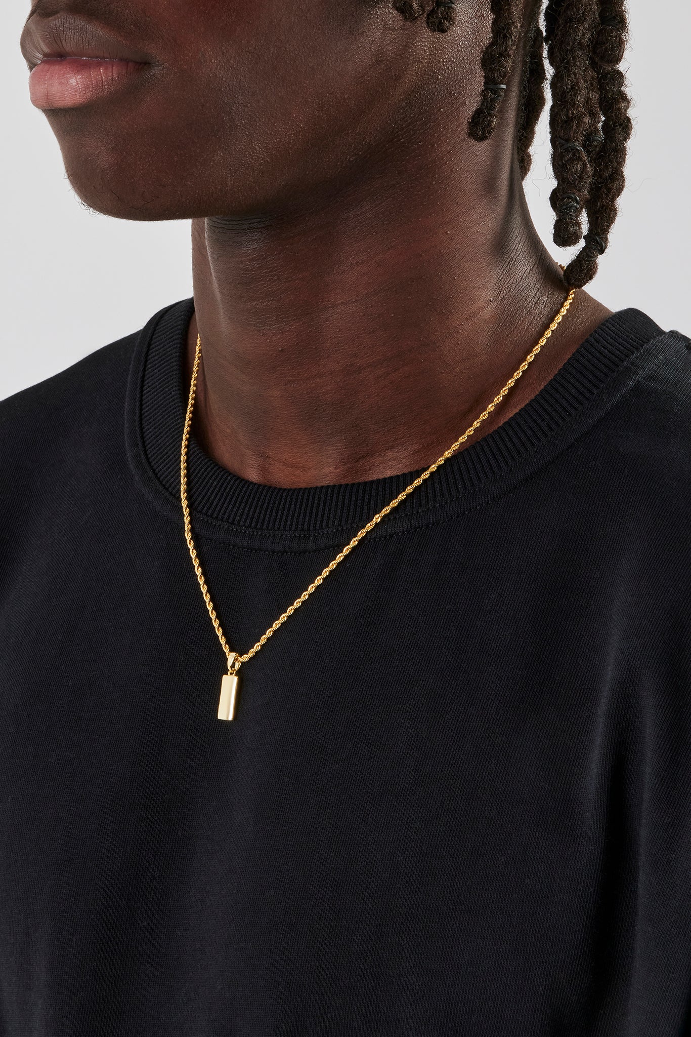 Micro Polished Bar Rope Necklace - 15mm - Gold - Image 3