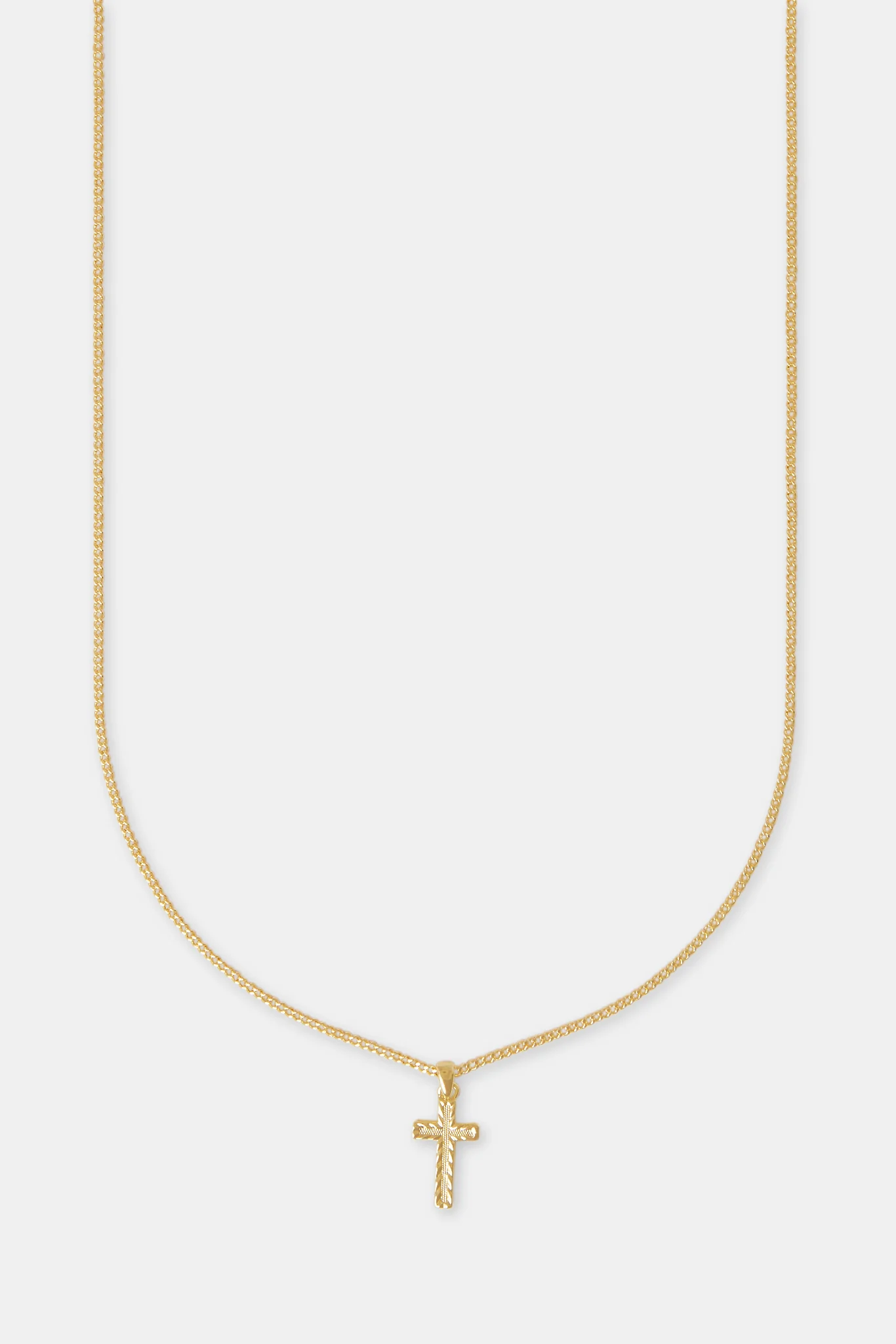 Micro Polished Cross Cuban Necklace - 15mm - Gold - Image 2