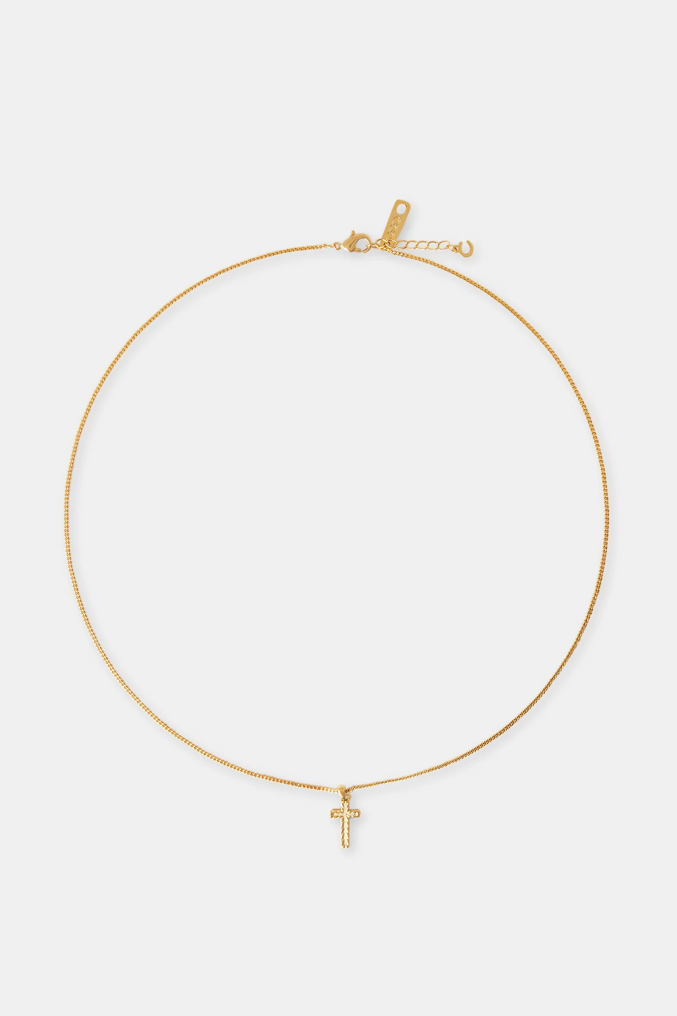 Micro Polished Cross Cuban Necklace - 15mm - Gold - Image 4