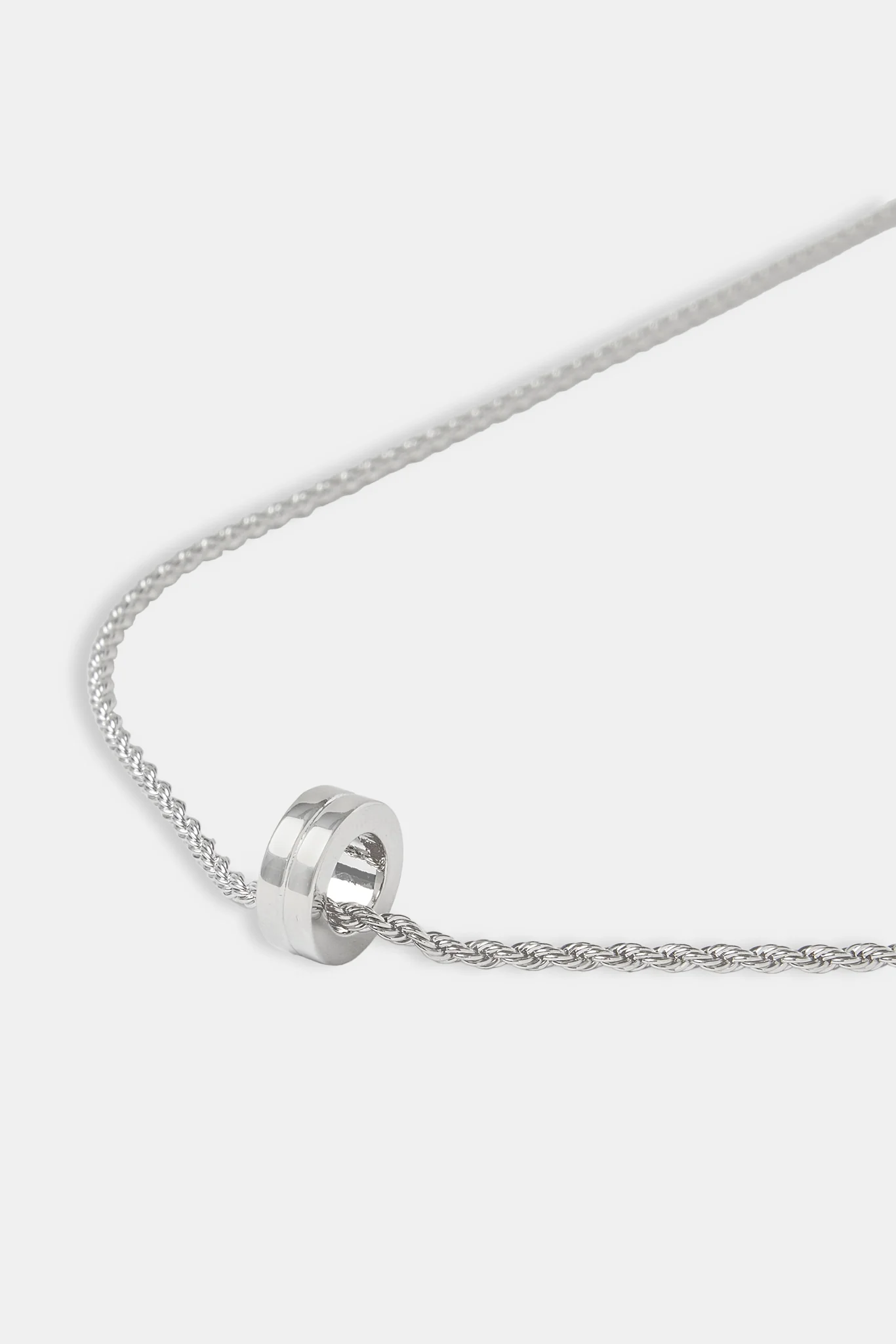Micro Polished Double Ring Pendant Necklace - 12mm - Image 3