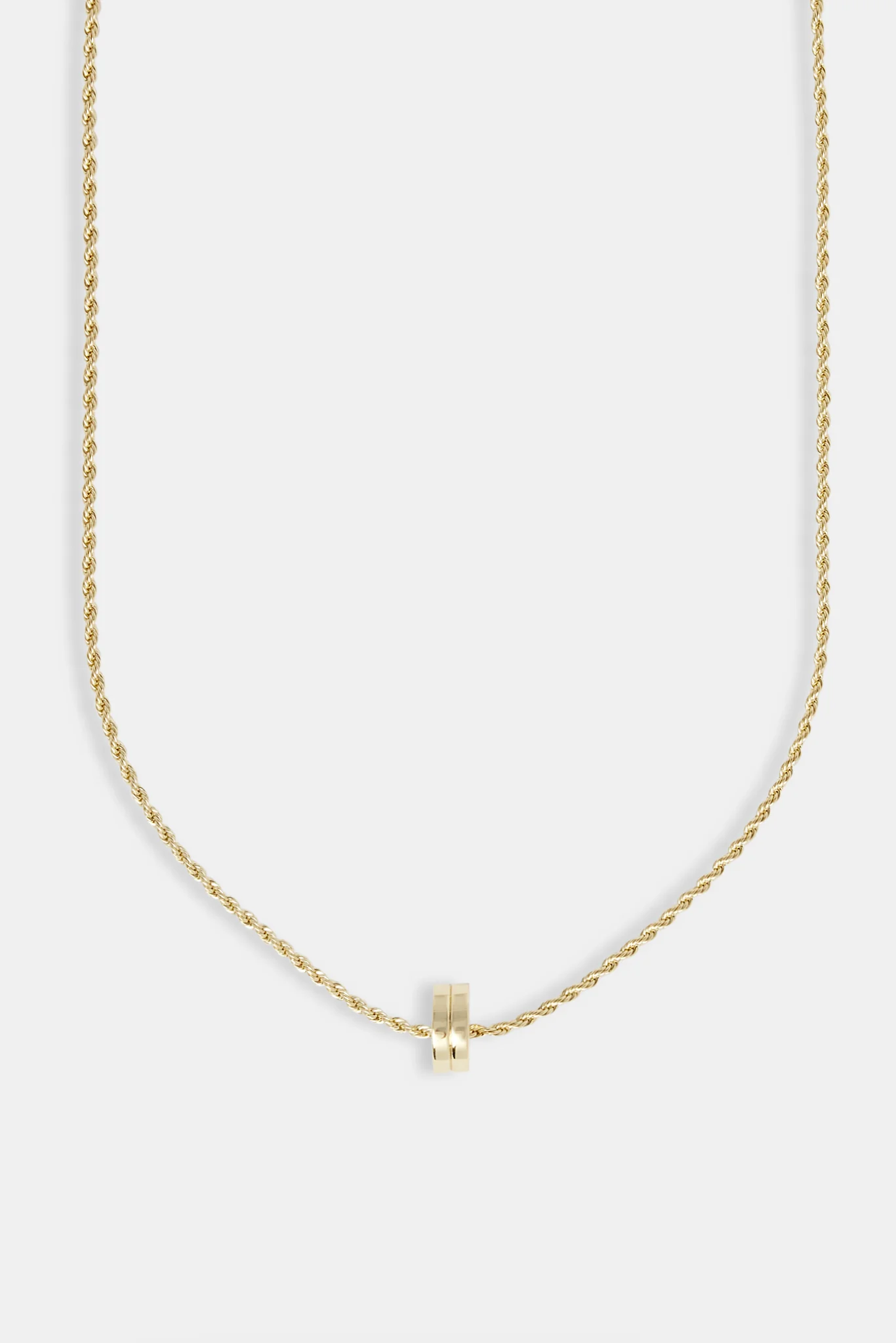 Micro Polished Double Ring Pendant Necklace - 12mm - Gold - Image 3
