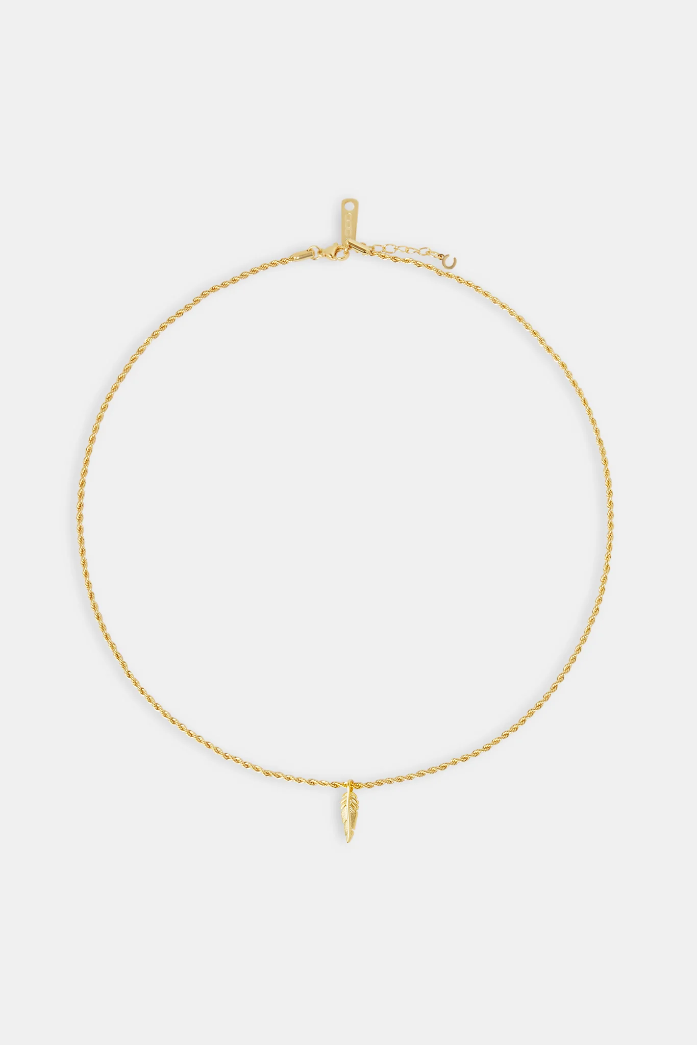 Micro Polished Feather Rope Necklace - 15mm - Gold - Image 4