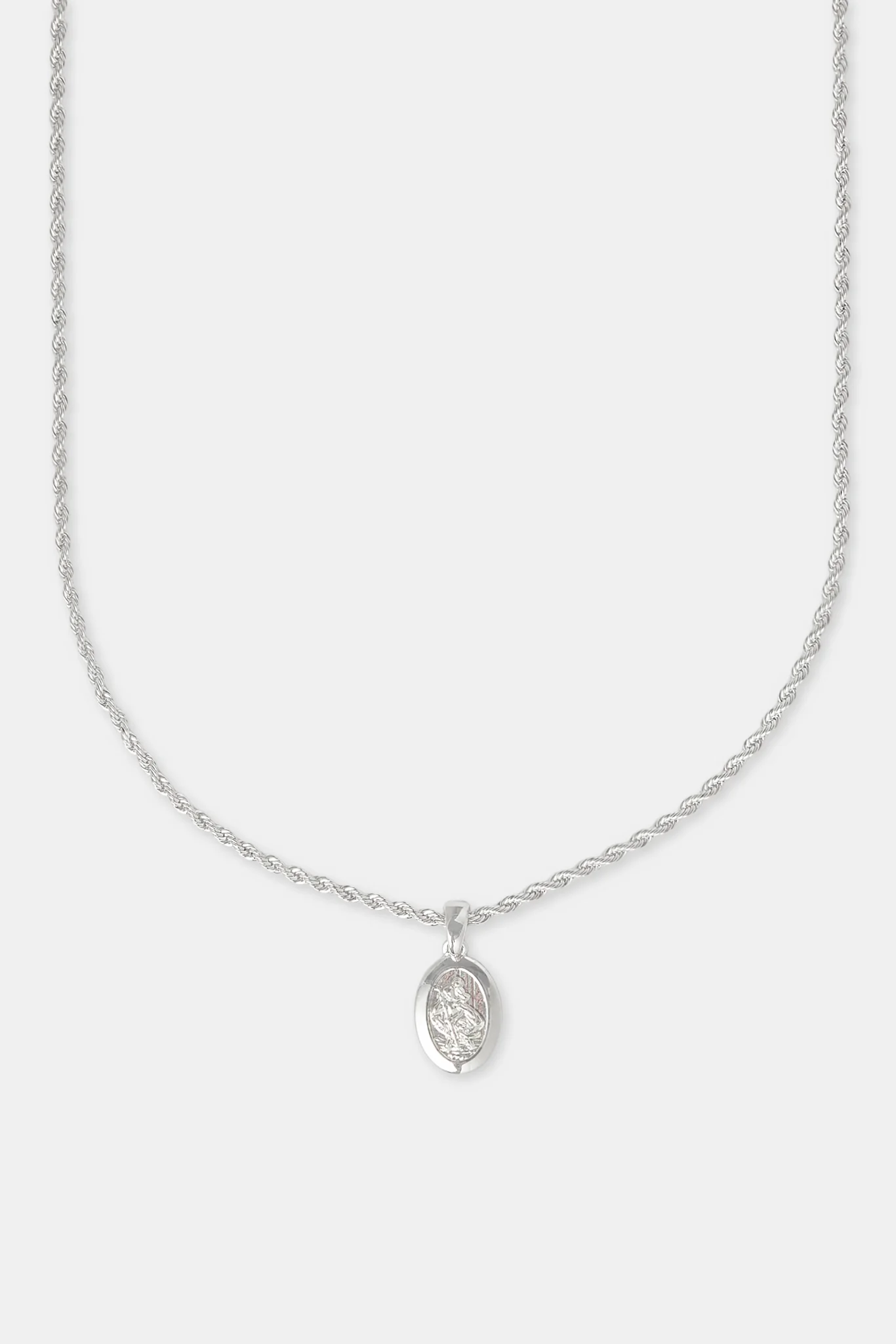 Micro Polished St Christopher Rope Necklace - 15mm - Image 2