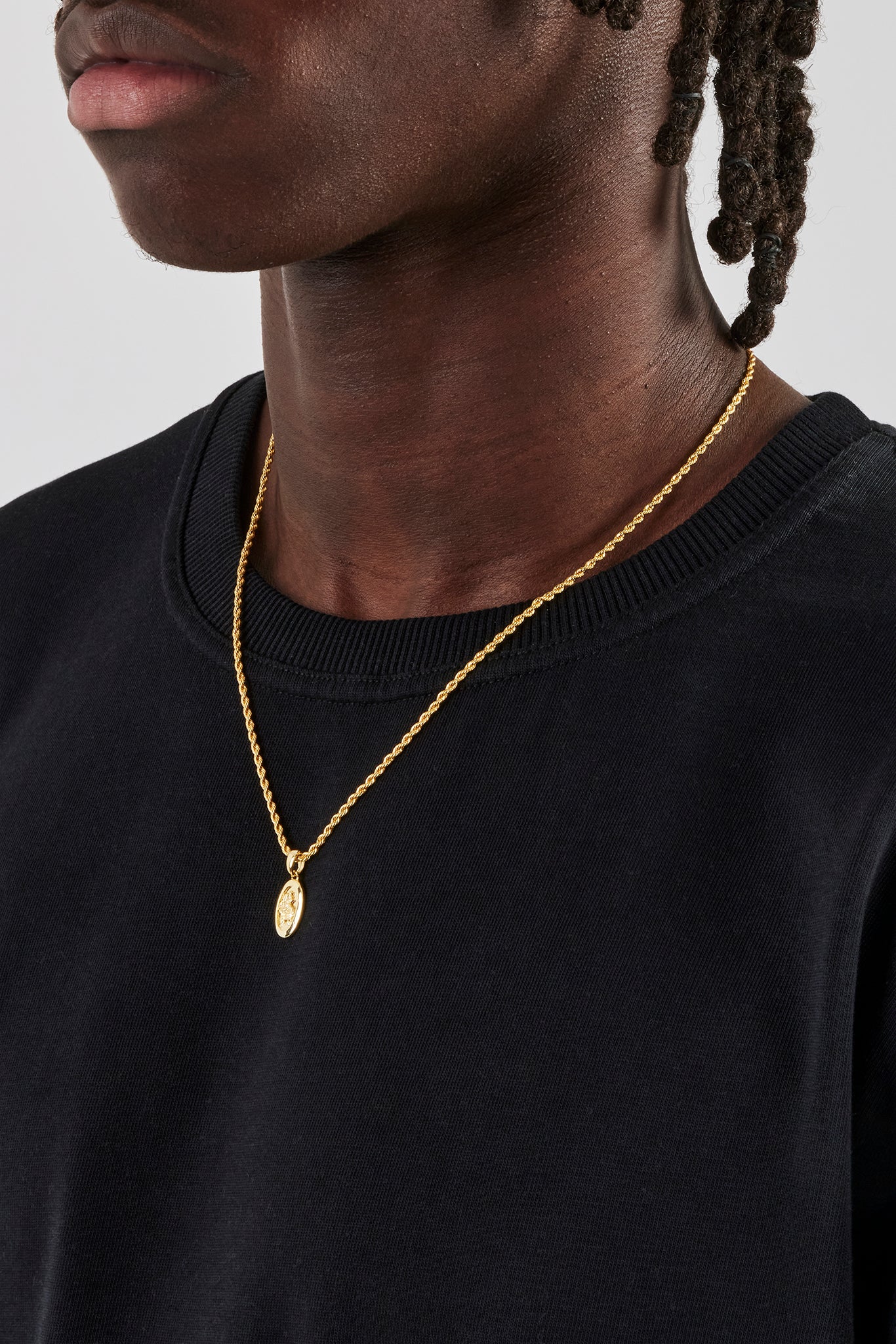 Micro Polished St Christopher Rope Necklace - 15mm - Gold - Image 3