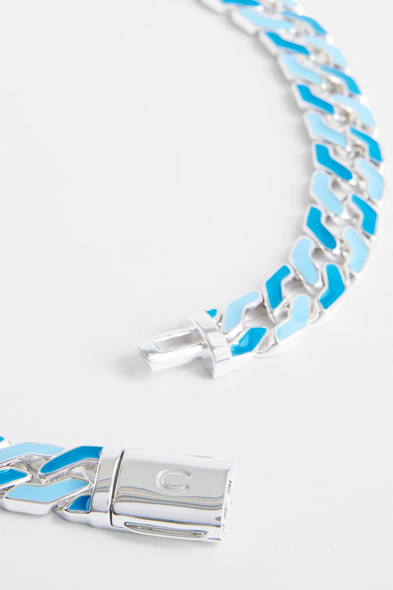 Mixed Blue Enamel And Polished Cuban Chain - Image 4