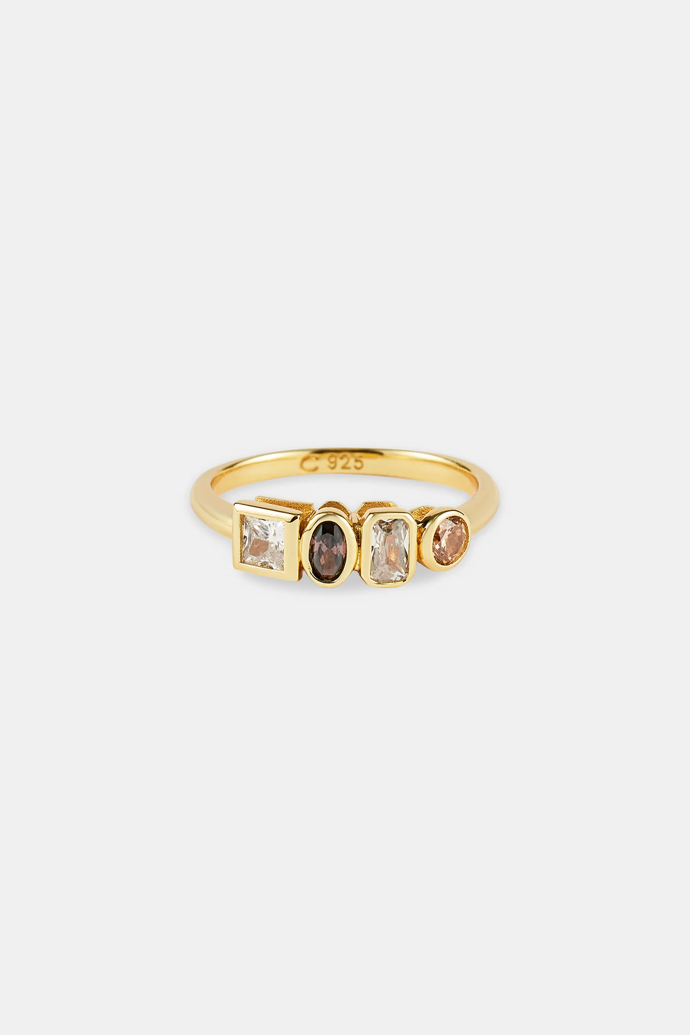Mixed Gemstone Polished Edge Ring - 6mm - Gold - Image 4