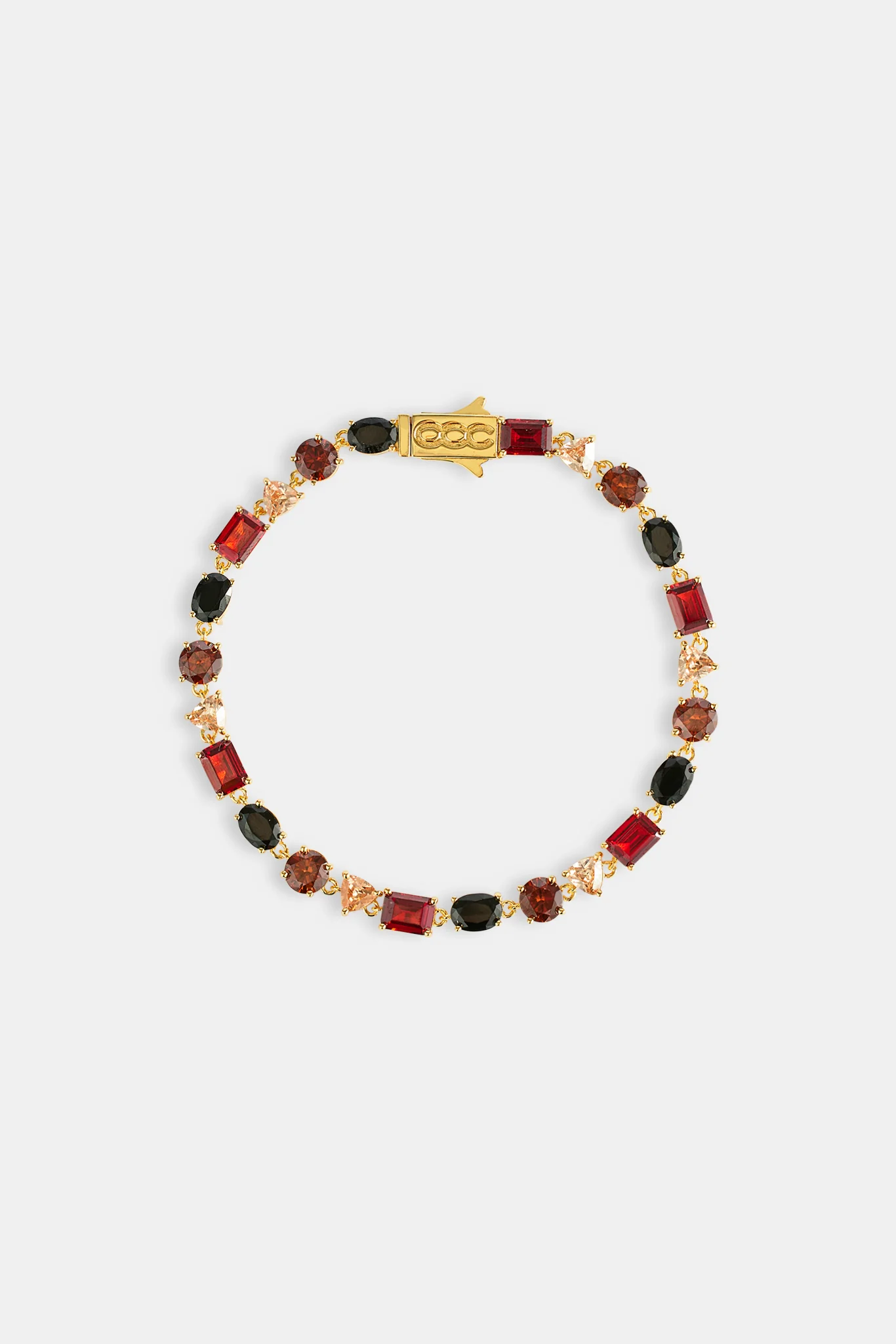 Mixed Shape Chocolate Multi Gemstone Bracelet - 5mm - Gold - Image 3
