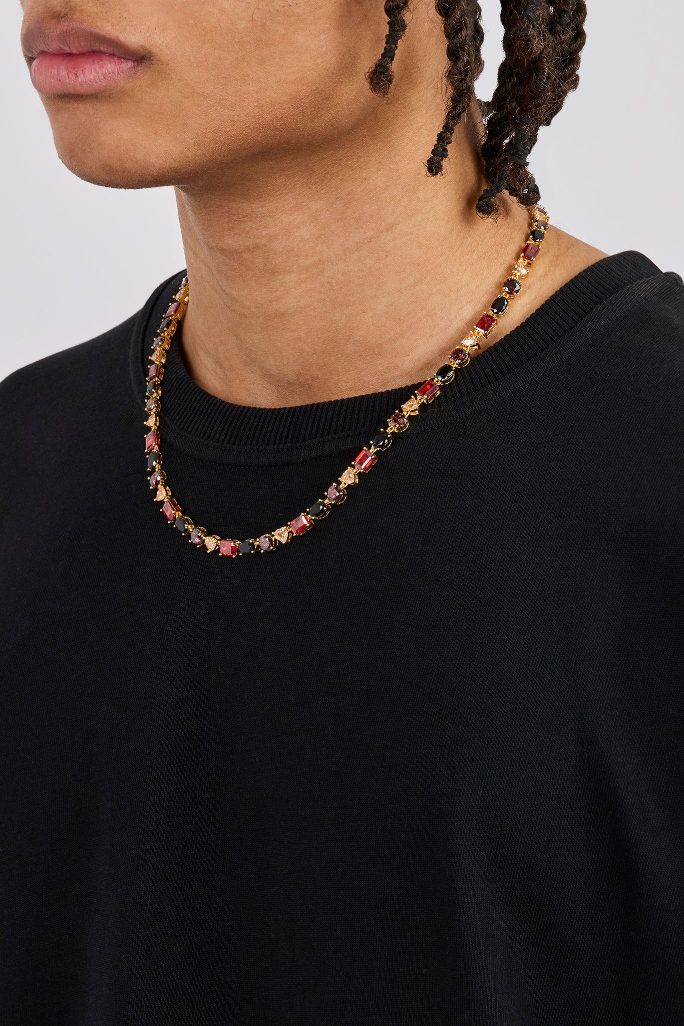 Mixed Shape Chocolate Multi Gemstone Chain - 8mm - Gold - Image 2