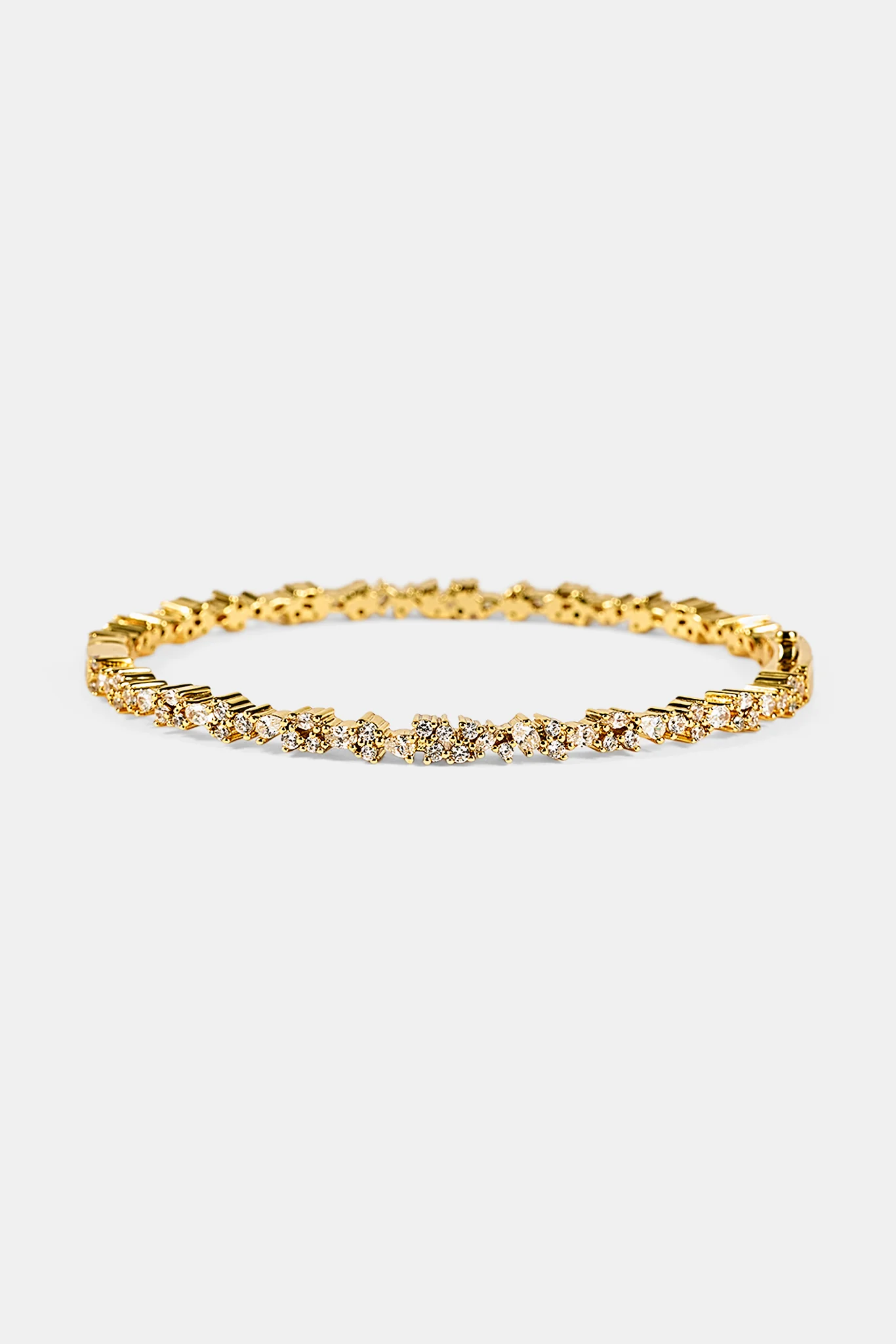 Mixed Shape Tennis Bangle - 4mm - Gold - Image 3