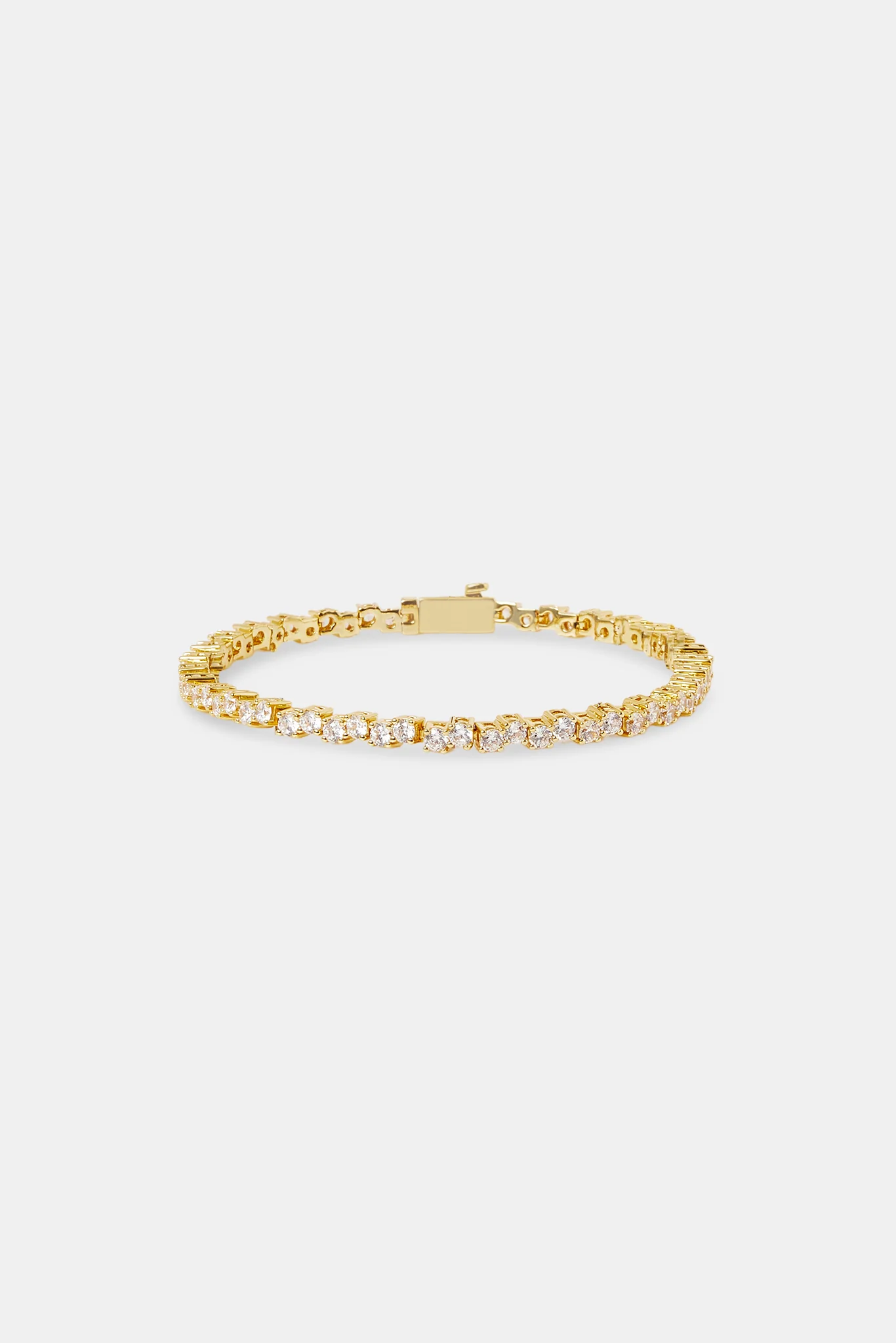 Mixed Square Stone Tennis Bracelet - 3mm - Gold - Image 2