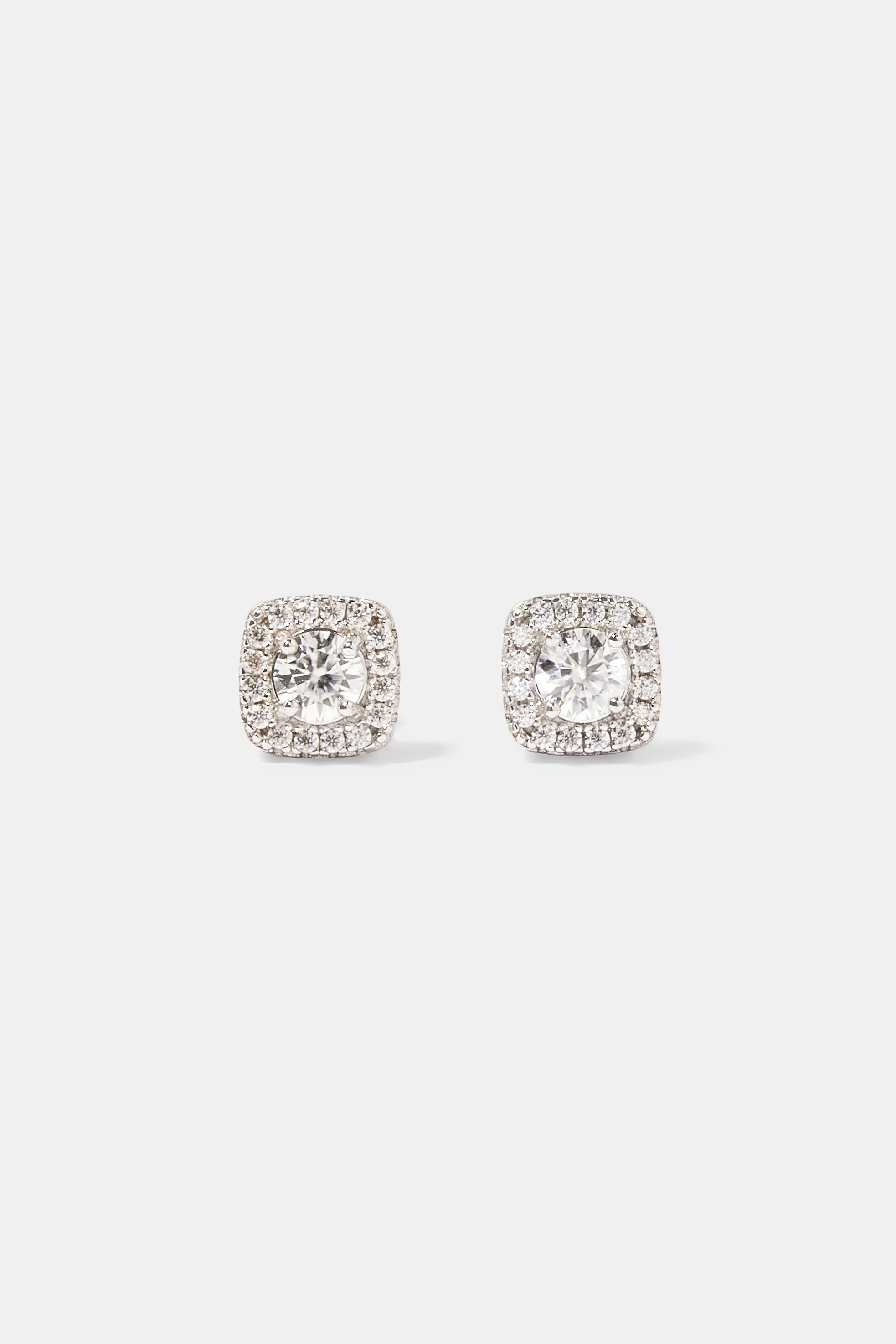 Moissanite Cluster Stud Earrings - 7mm - White - Image 3