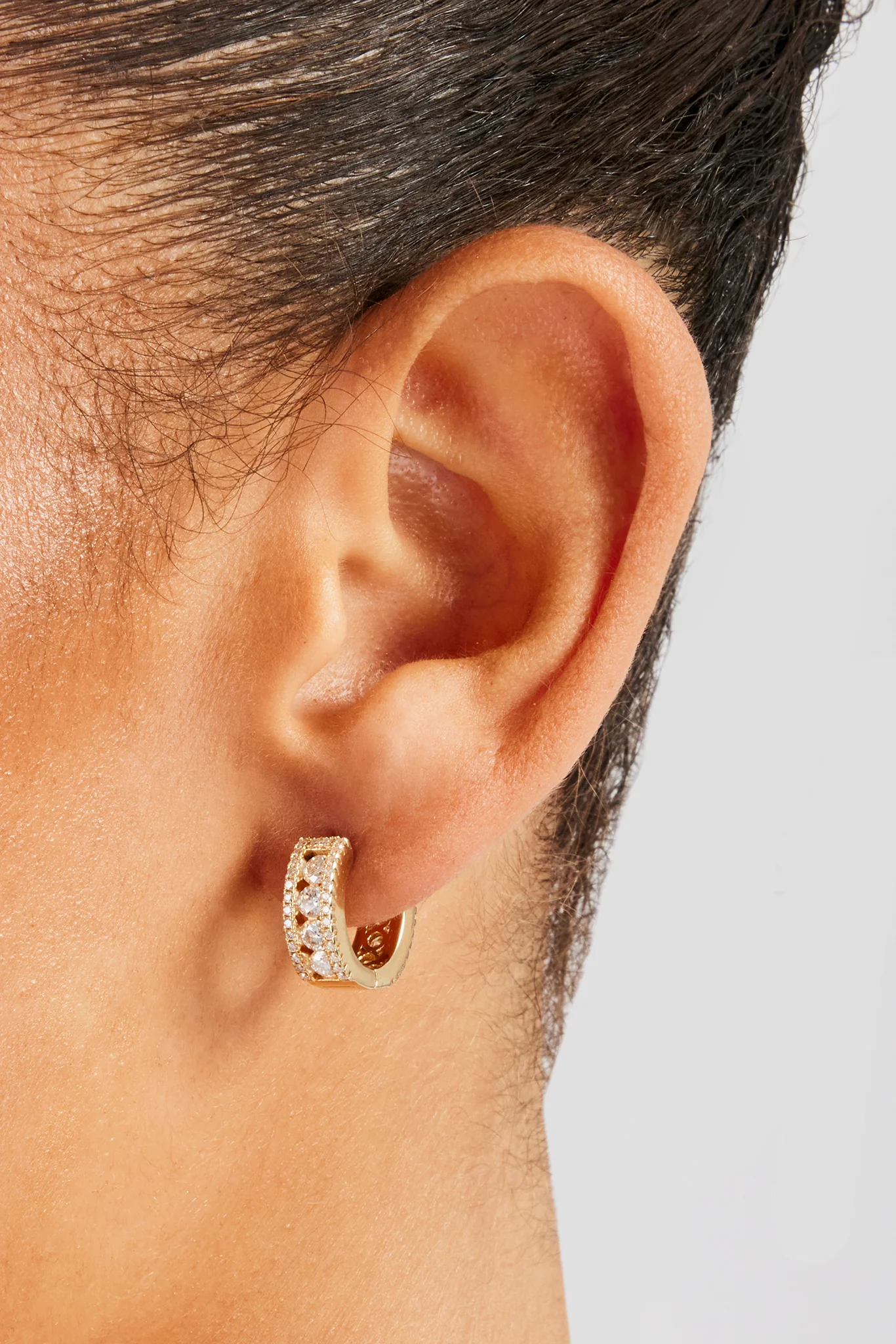 Moissanite Huggie Earrings - Gold - Image 2