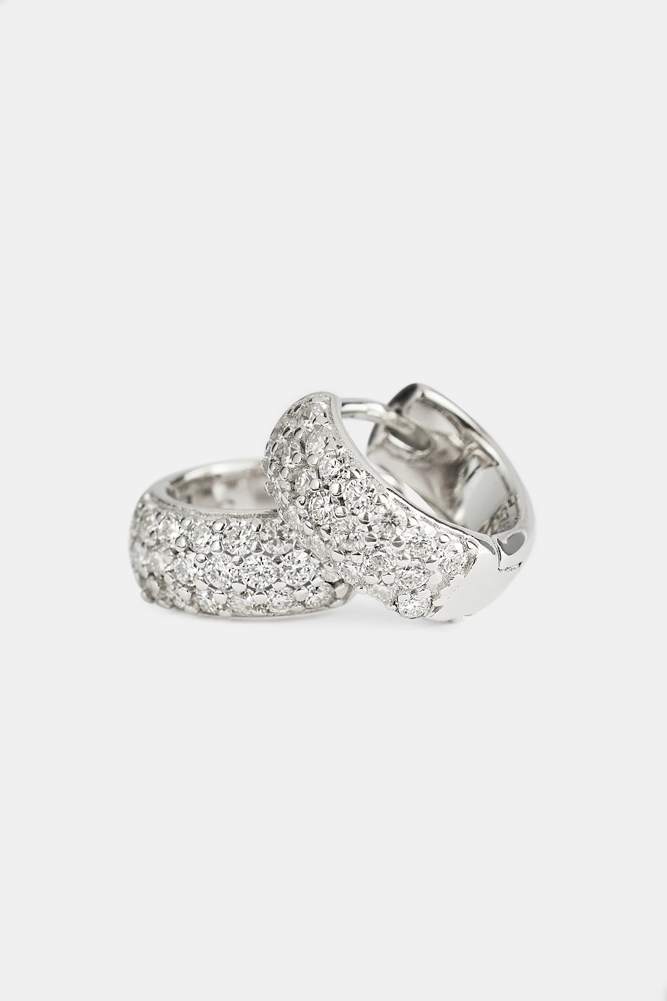 Moissanite Pave Huggie Earrings - 12mm - Image 3