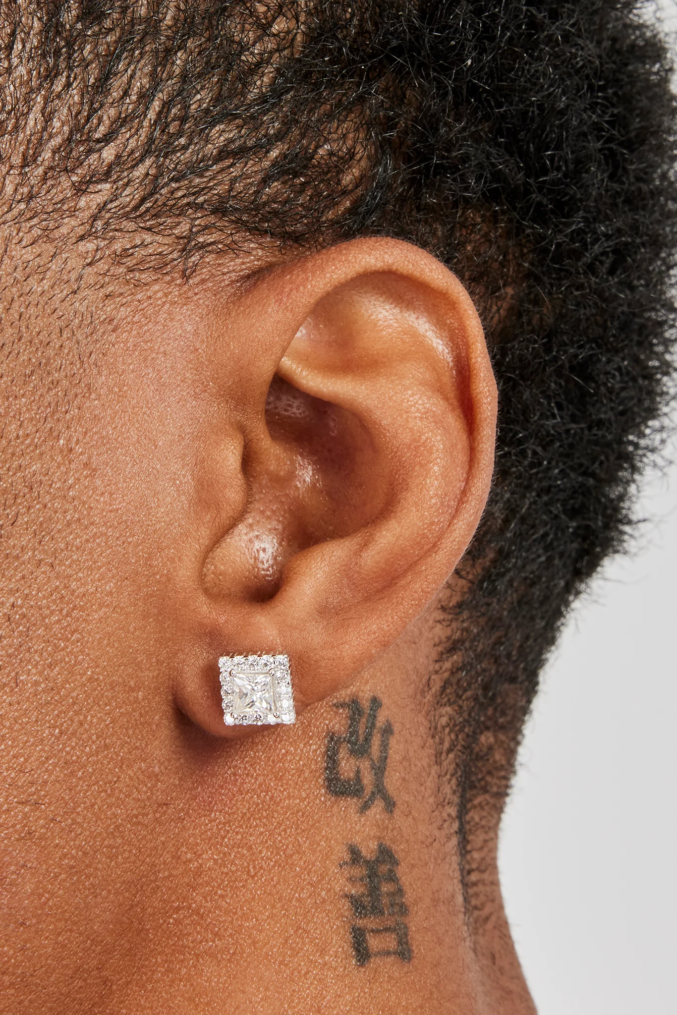 Moissanite Square Cluster Stud Earrings - 8mm - Image 2