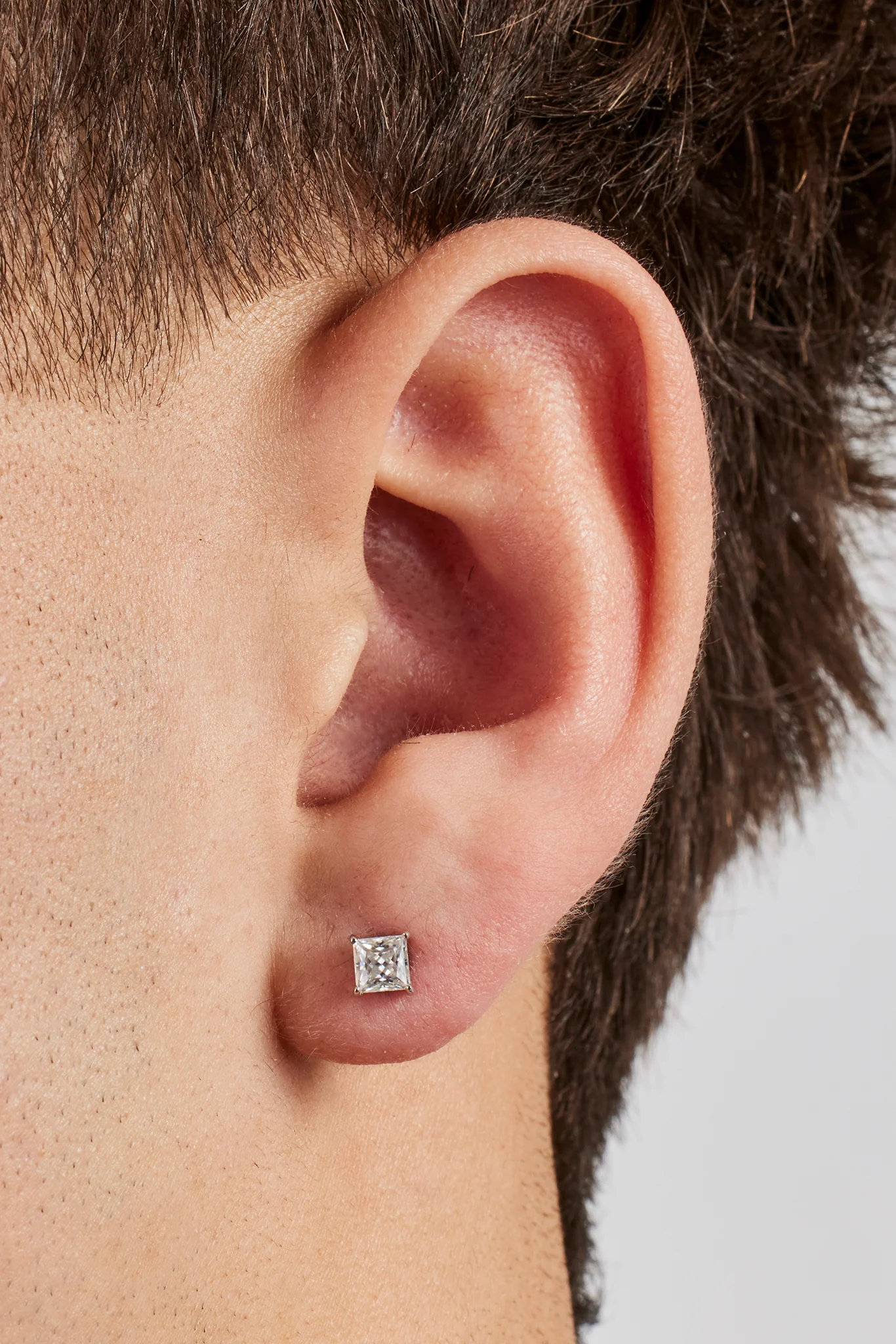 Moissanite Square Cut Stud Earrings - 4mm - Image 2