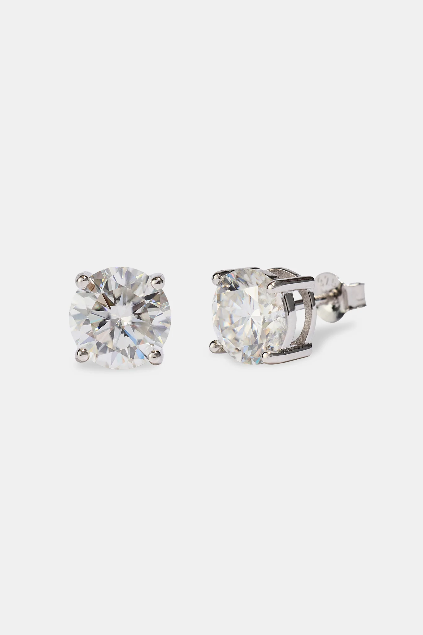 Moissanite Stud Earrings - 8mm - White