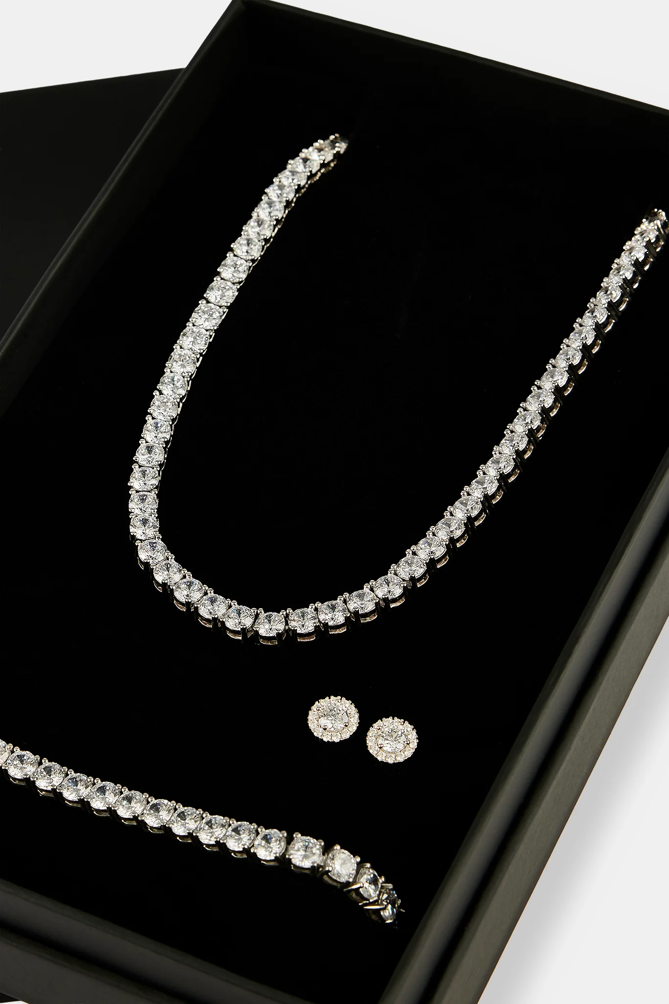 Moissanite Tennis Chain, Bracelet & Cluster Stud - 5mm - Image 2