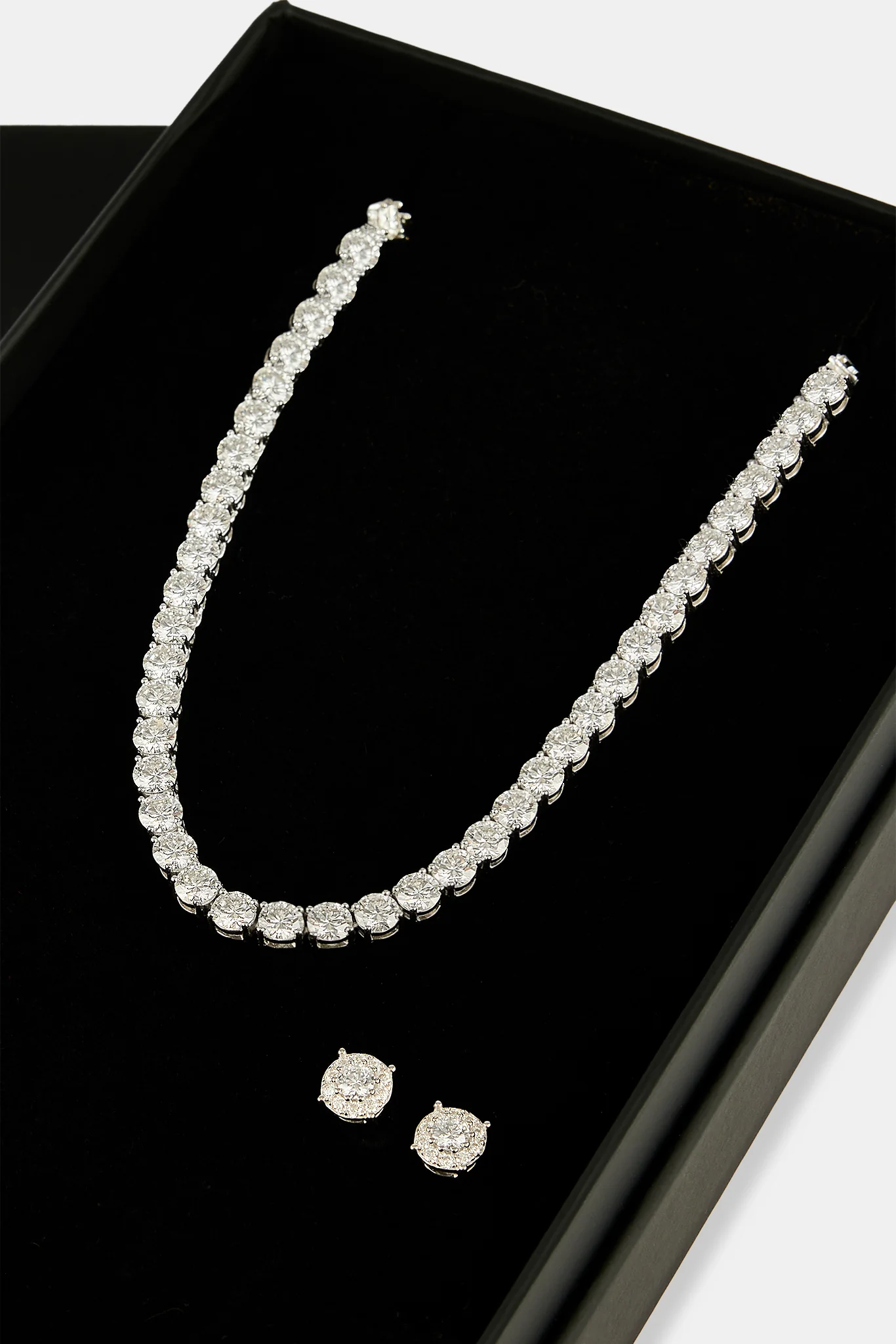 Moissanite Tennis Chain & Cluster Stud - 5mm - Image 2