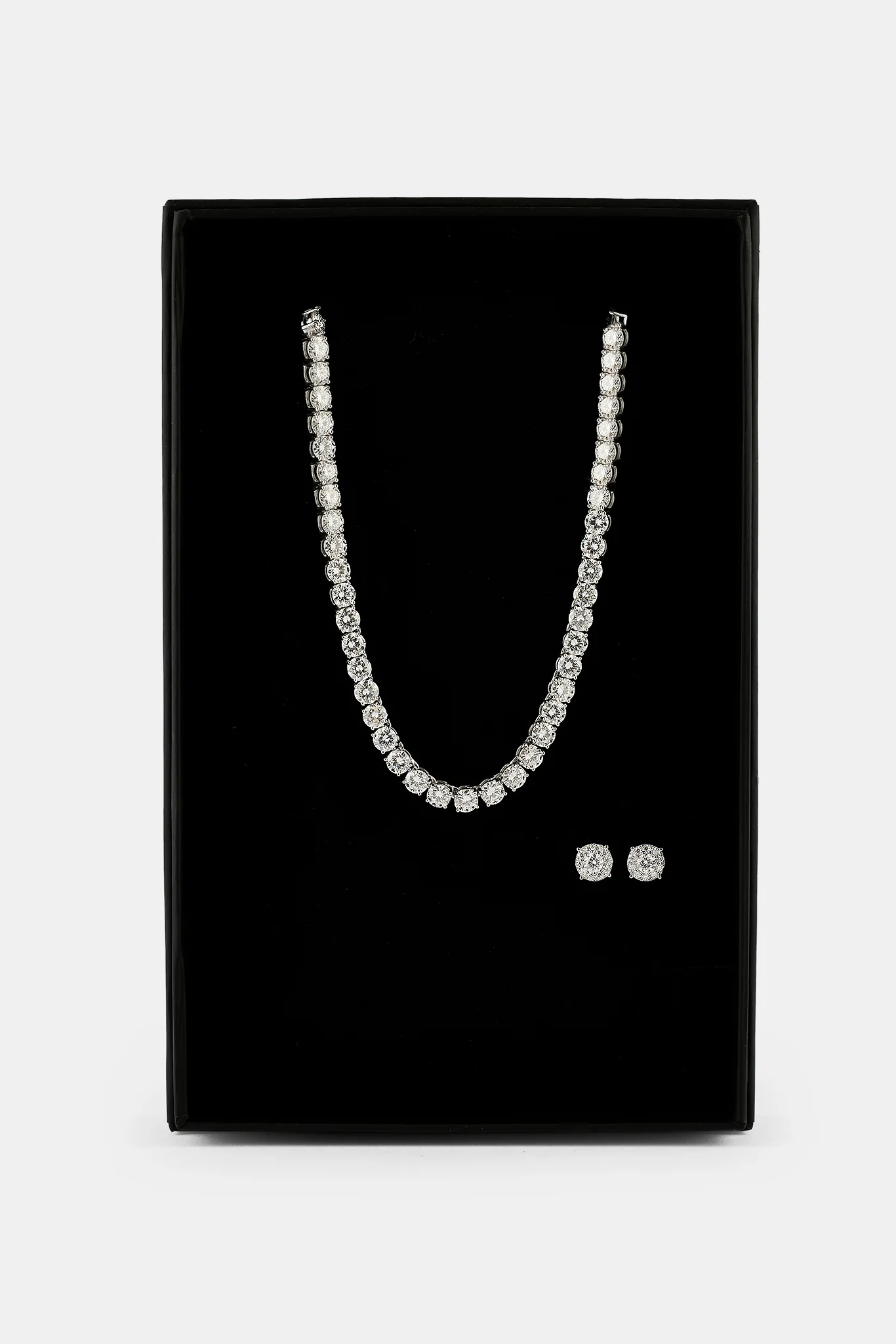 Moissanite Tennis Chain & Cluster Stud - 5mm - Image 3